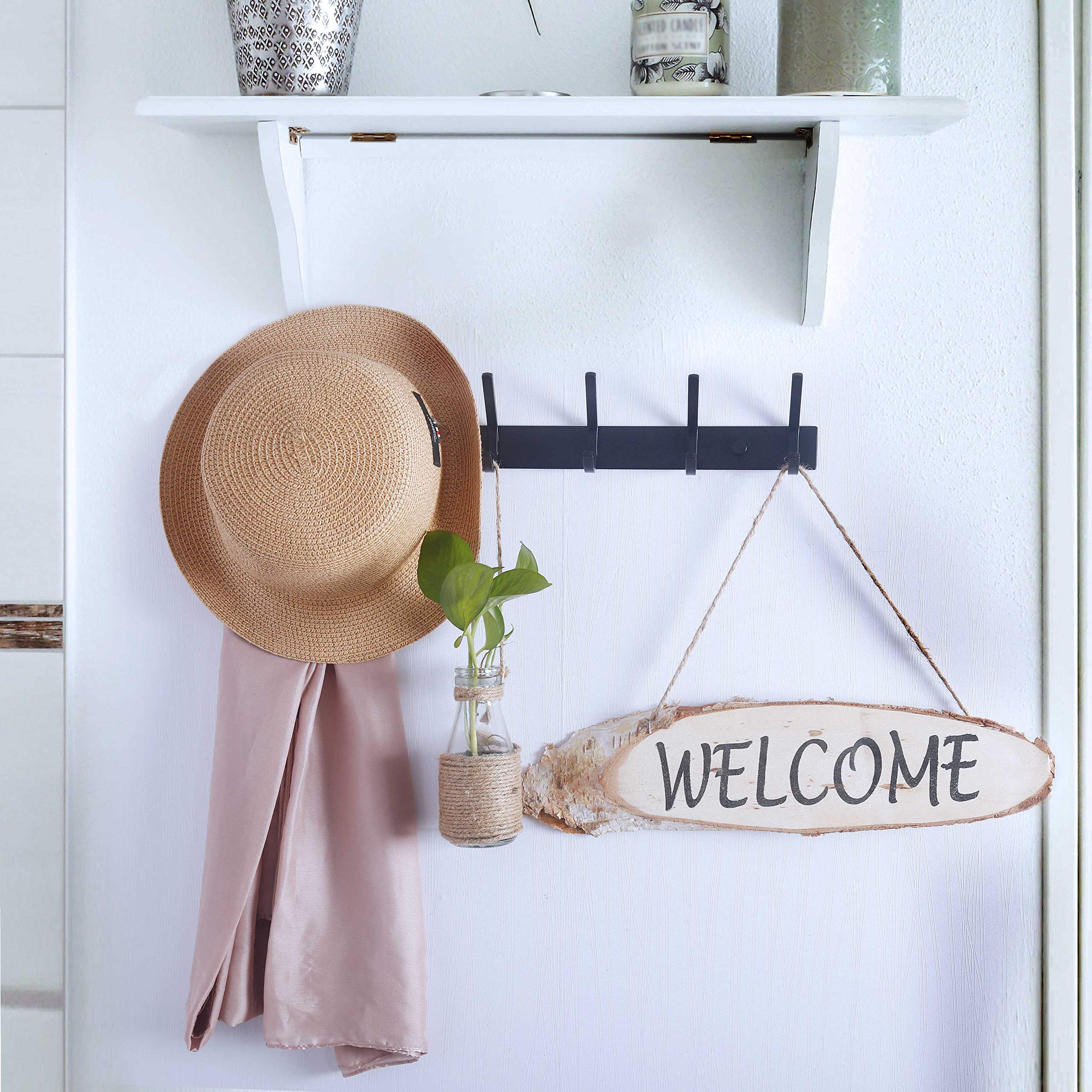 Heavy Duty Metal Wall Mounted Coat Rack with 5 Double Hooks - Black 2 Pack for Entryway, Bedroom & Closet Organization | Durable Clothes Hanger for Jackets, Hats & Bags