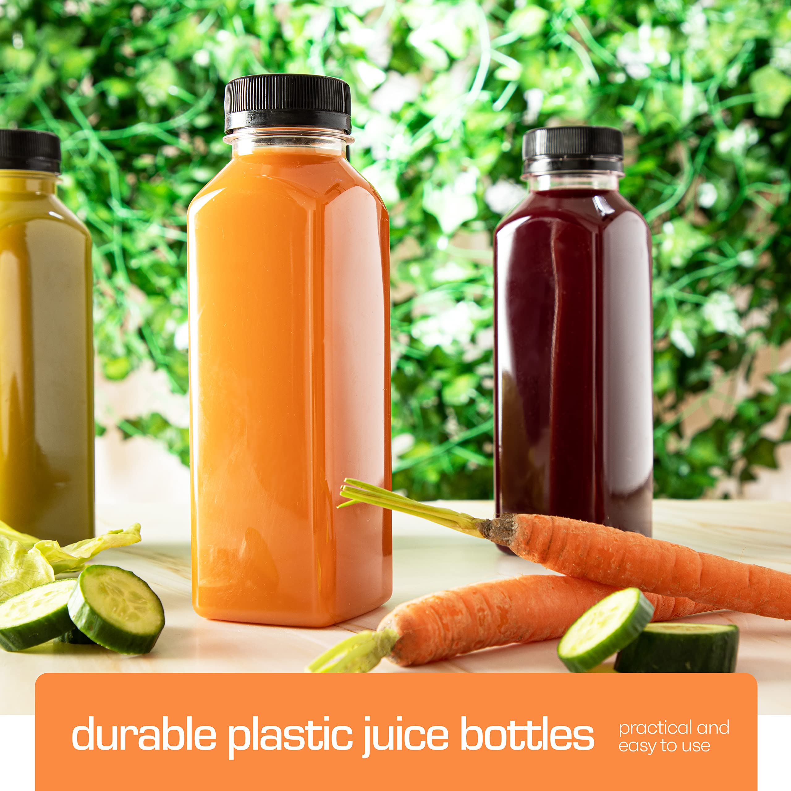 12oz 20pcs BPA-Free Juice Bottles with Tamper Evident Lids - Shatterproof, Leakproof & Recyclable Drink Containers for Juicing, Fridge Storage & Meal Prep - Made in USA Disposable Juice Bottles for Smoothies, Cold Brew & Healthy Snacks On-The-Go