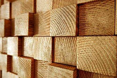 Modern Square Wood Acoustic Sound Diffuser Panel - Gold Mosaic Wall Decor for Home Studio, Office & Living Room Soundproofing