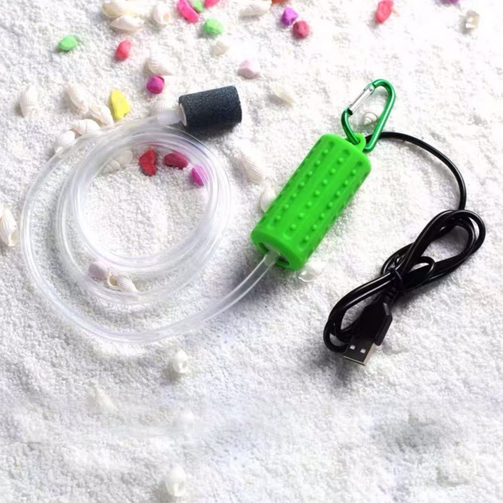 Mini USB Aquarium Air Pump - Ultra Silent Portable Oxygen Aerator for Fish Tanks with Air Stone & Silicone Tube (1W) - Perfect for Small Aquariums, Betta Fish Bowls & Desktop Fish Tanks