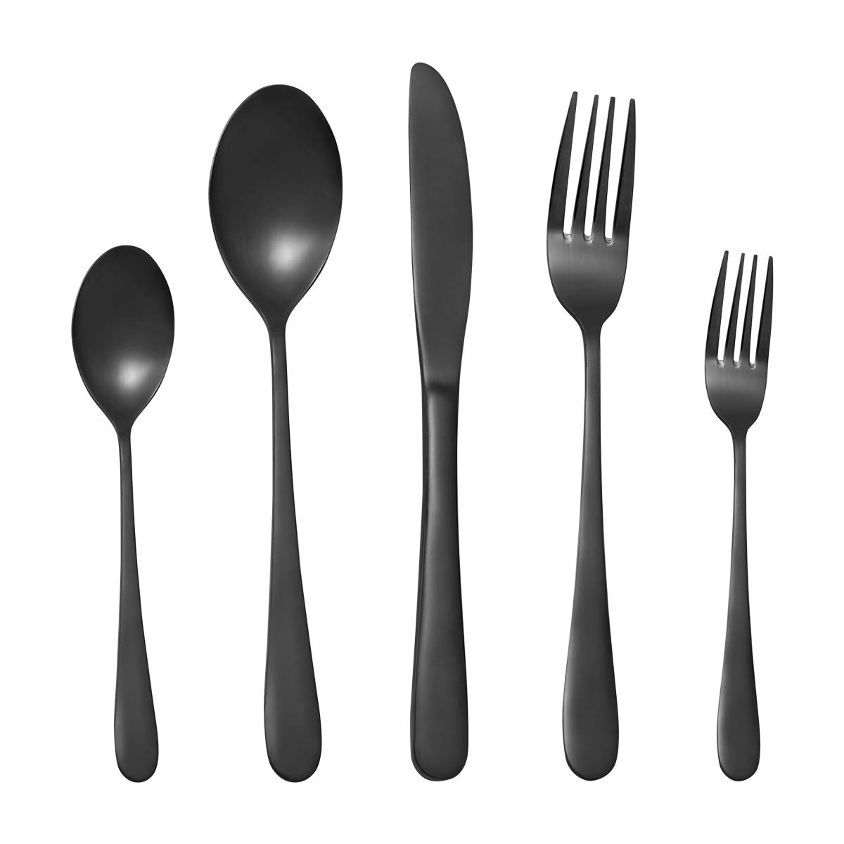 Premium 20-Piece Stainless Steel Flatware Set - Black Silverware Cutlery for 4 People (Includes Dinner Knife, Fork, Spoon, Salad Fork & Teaspoon) - Elegant Dining Utensils for Restaurants, Weddings & Home Kitchen Use