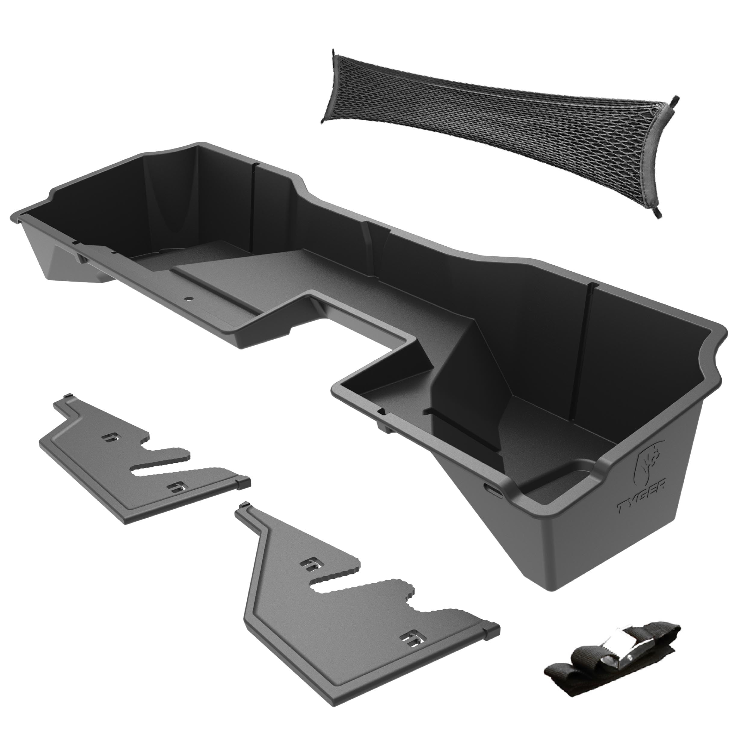 Tyger Auto Underseat Storage Box for 2014-2018 Chevy Silverado & GMC Sierra 1500, 2015-2019 Silverado/Sierra HD Double Cab - Black Rear Seat Organizer (TG-CB5C2248) | Perfect for Truck Accessories, Road Trips & Camping Gear Storage