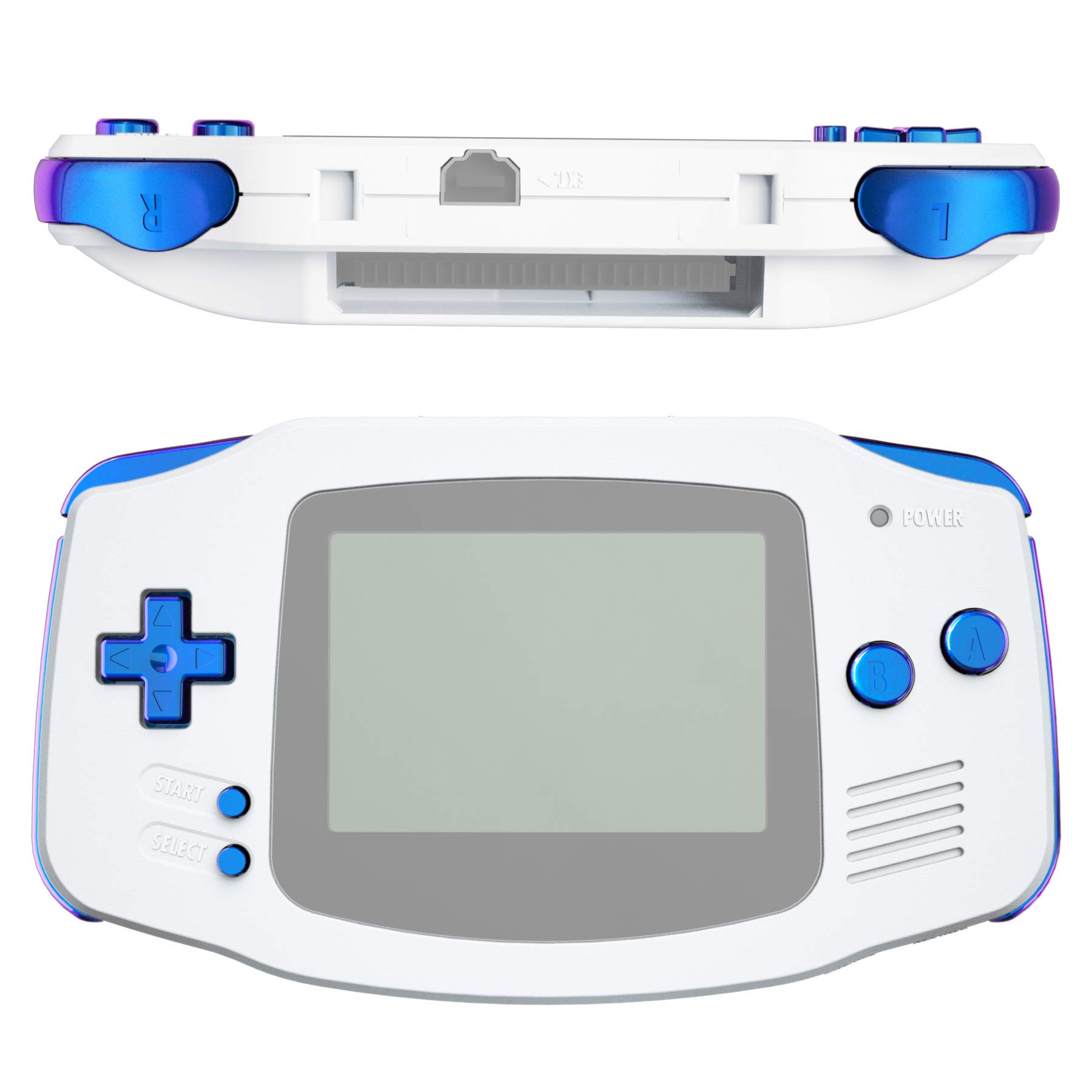 eXtremeRate Glossy Button Replacement Kit for Gameboy Advance (GBA) Console - DIY A/B/L/R, Start/Select/Power & D-Pad Buttons Compatible with Nintendo GBA (Purple/Blue) - Perfect for Gaming Enthusiasts & Console Modders
