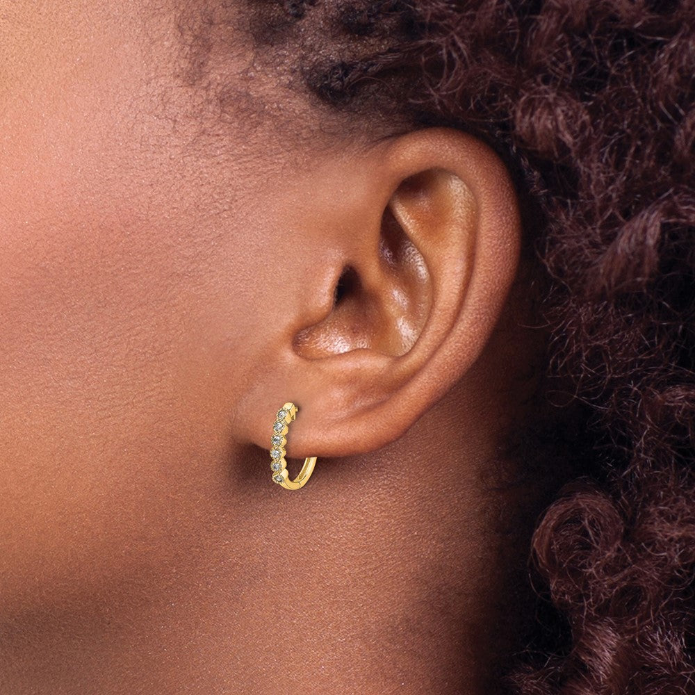 14K Gold Diamond Hinged Hoop Earrings - Elegant Dangle Earrings for Women | Model EM5396-013-YA | Perfect for Weddings, Parties & Special Occasions