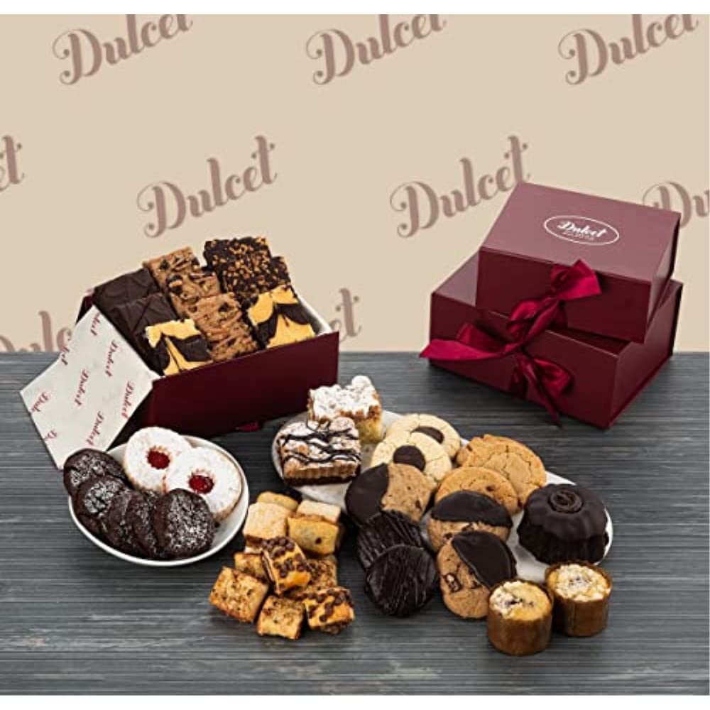 Premium 2-Tier Gourmet Gift Basket with Brownies & Bundt Cake - Perfect Birthday, Anniversary & Holiday Present for Men & Women | Elegant Celebration Gift Box for Office Parties, Housewarming & Special Occasions