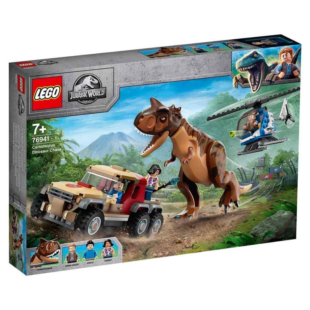 LEGO 76941 Jurassic World Carnotaurus Dinosaur Toy Building Set with Helicopter & Car, Dino Construction Kit for Kids Ages 7+ - Perfect for Jurassic World Fans, Creative Play & STEM Learning