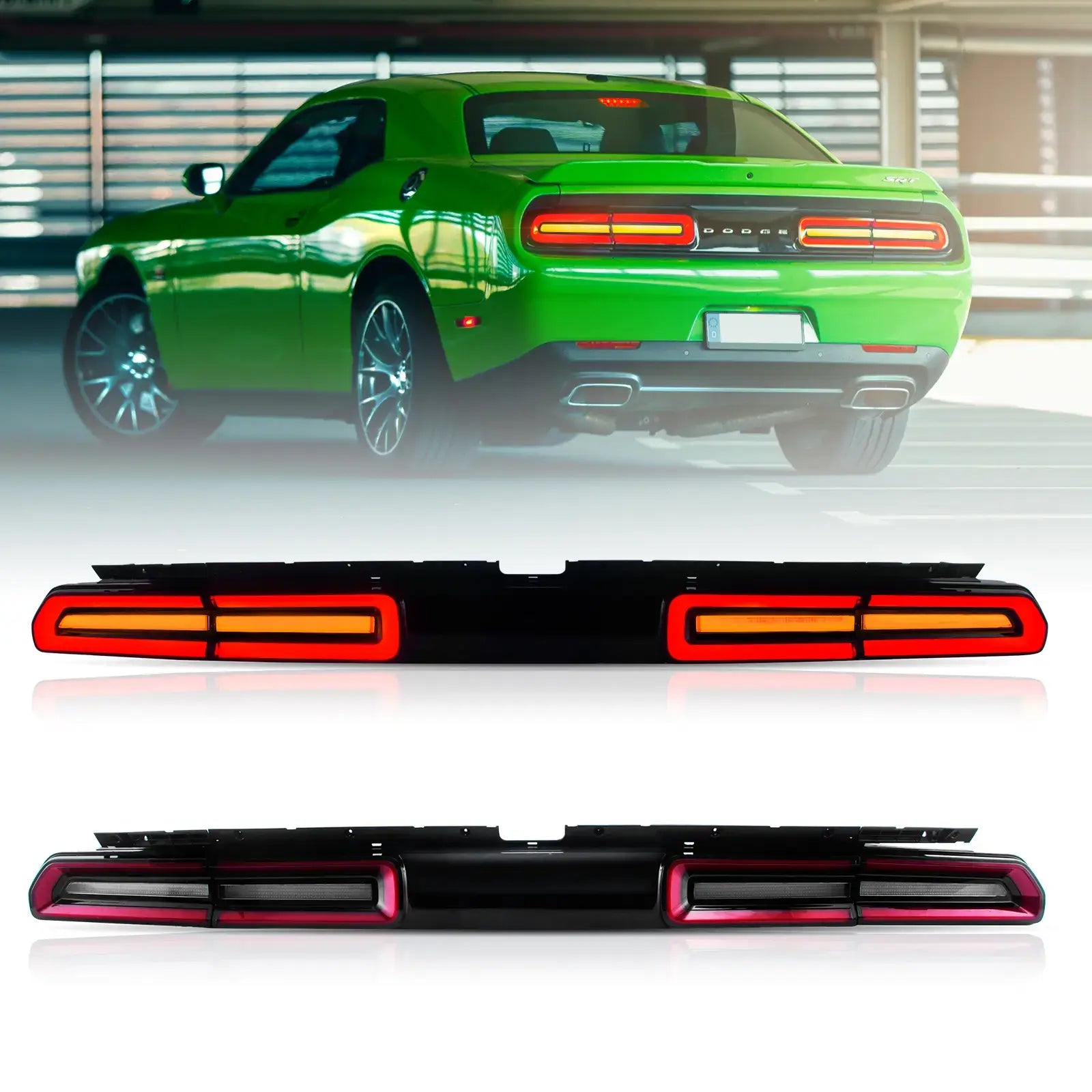 LED Tail Lights Assembly with Sequential Turn Signal for 2008-2014 Dodge Challenger 3rd Gen (LC) Pre-Facelift - Durable & Stylish Rear Lights for Night Driving & Car Customization