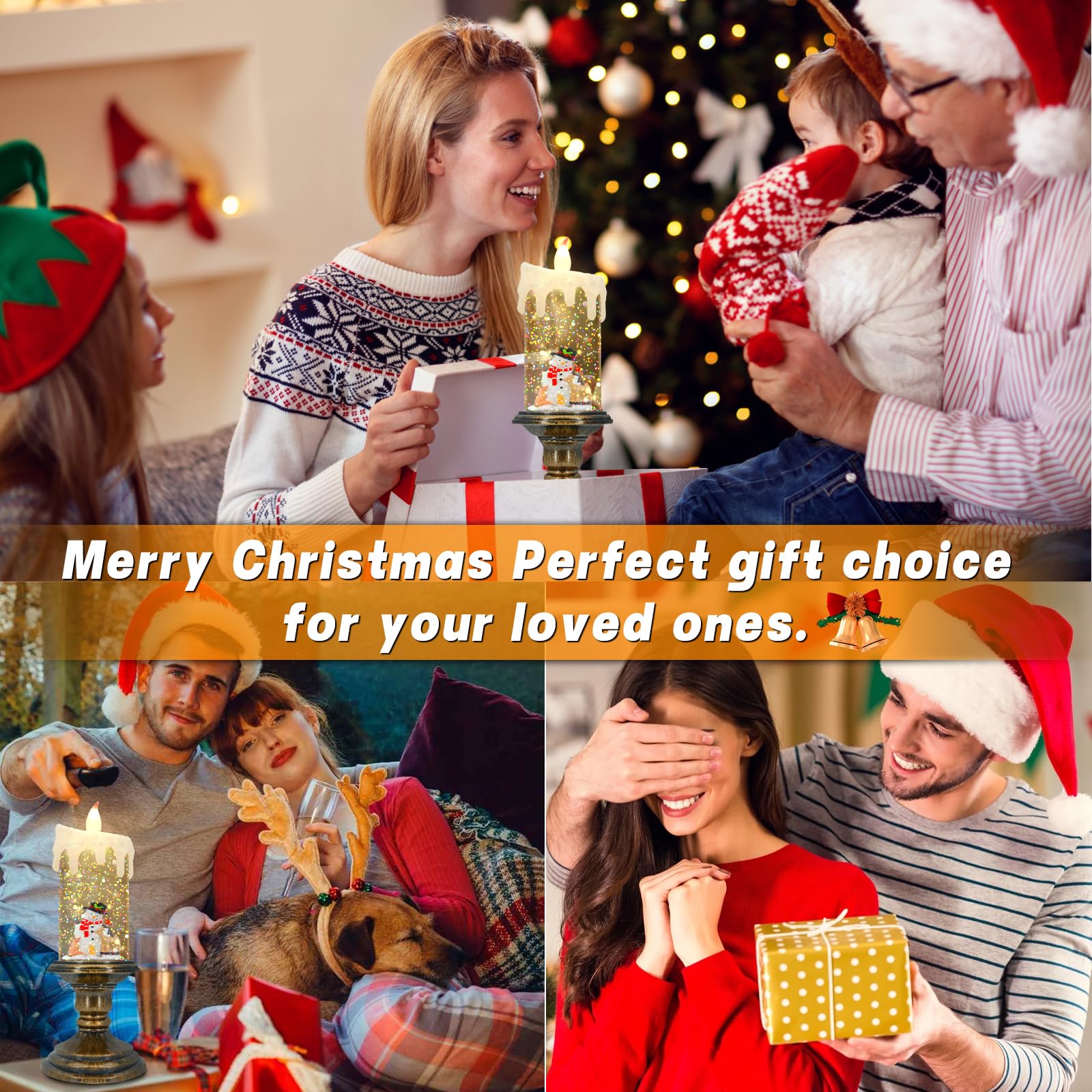 Flickering Flameless LED Candles with Timer - Battery Operated Snow Globe Candles for Christmas Decorations - Perfect for Holiday Centerpieces, Fireplace Mantels & Cozy Home Ambiance
