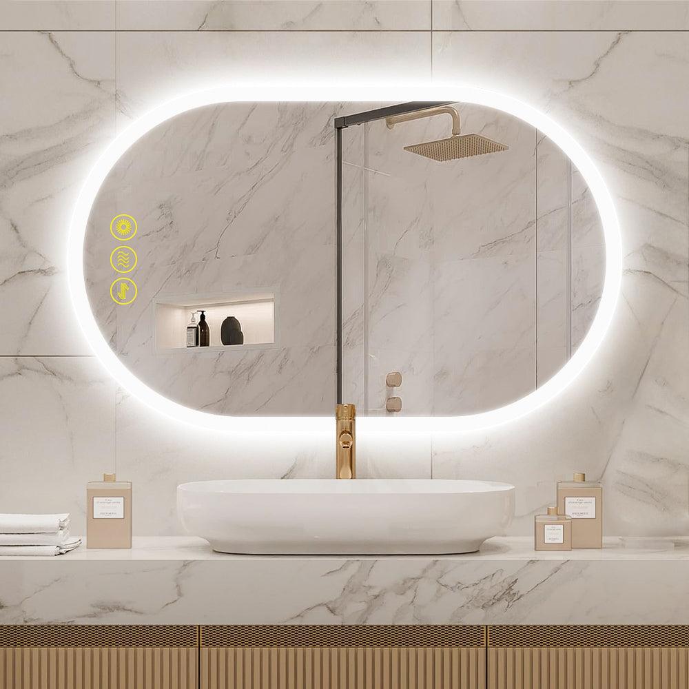 BrightView Oval Frameless LED Anti-Fog Dimmable Bathroom Vanity Mirror - Perfect for Makeup, Shaving & Home Decor