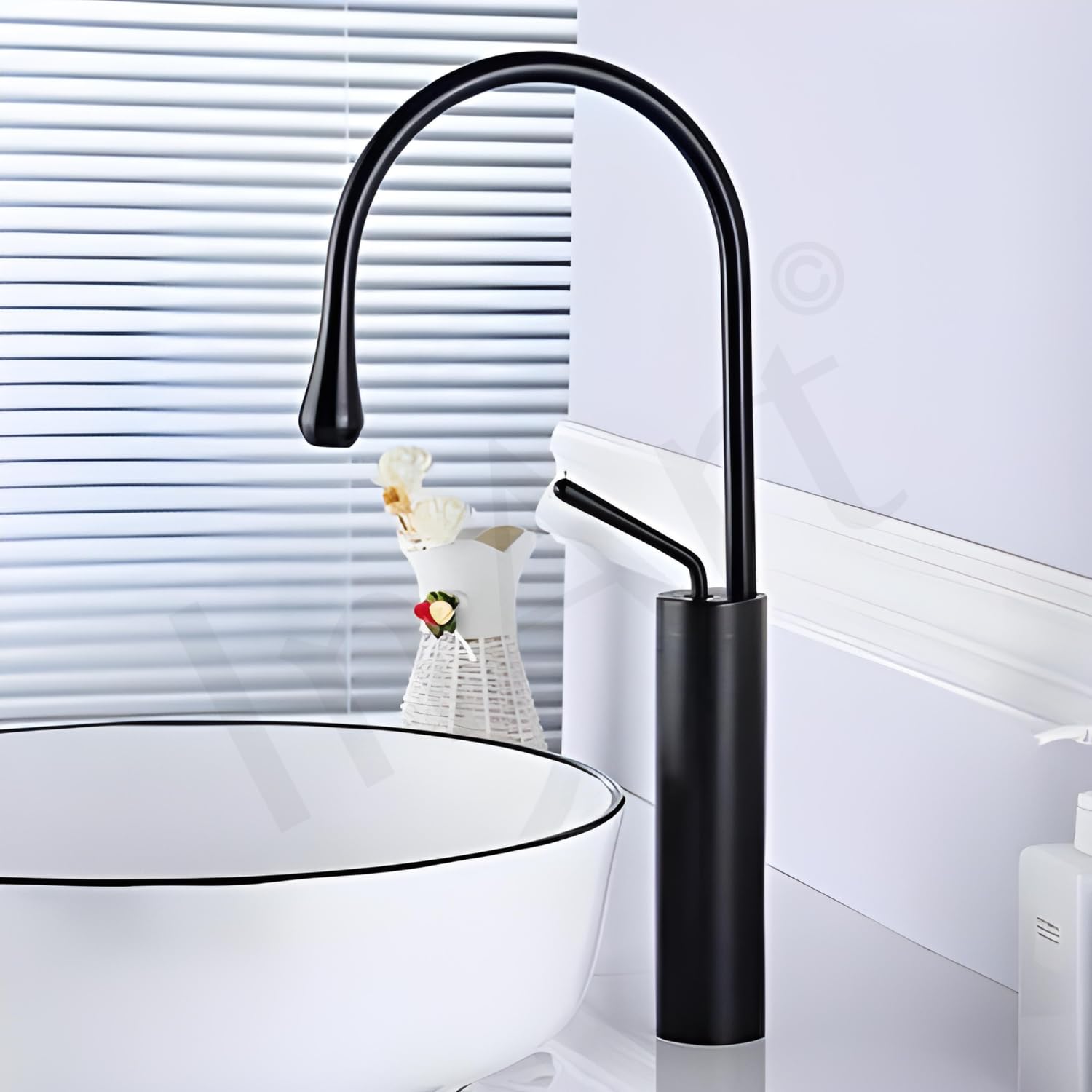Premium InArt Brass Single Lever Basin Mixer Tap - Matte Black Bathroom Faucet for Sink | Modern Water-Saving Design for Home & Hotel Use