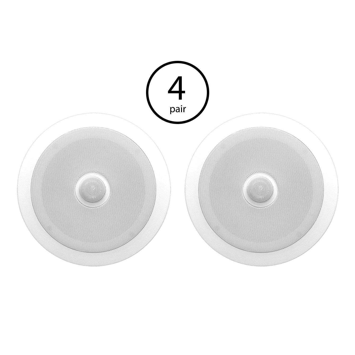 Pyle PDIC60 6.5 Inch 250 Watt 2-Way In-Wall/Ceiling Home Speaker System (4 Pair) - Perfect for Home Theater, Surround Sound & Multi-Room Audio Installation
