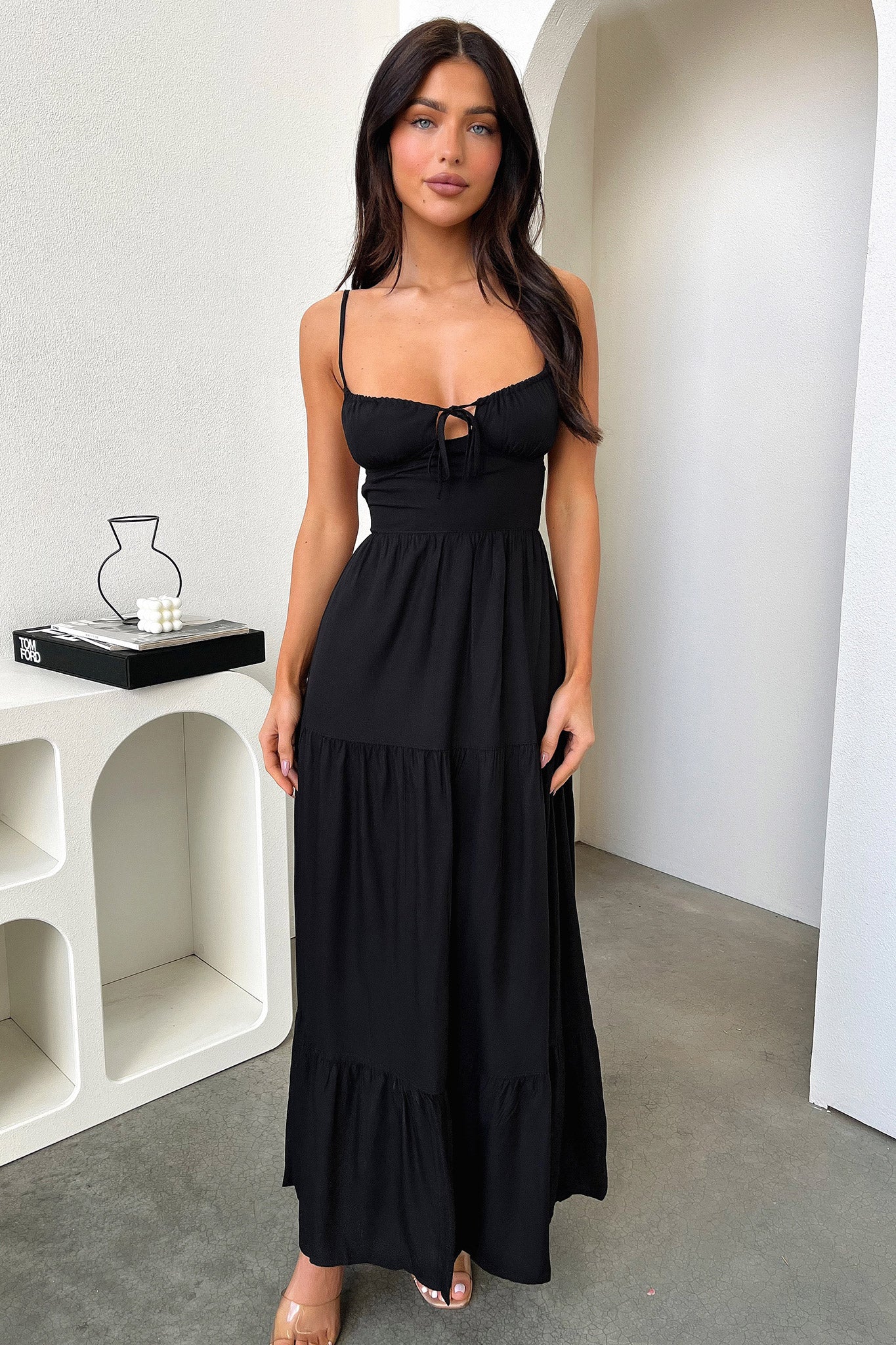 Allie Maxi Dress for Women - Elegant Black Long Flowy Dress for Summer, Beach, Parties & Casual Wear