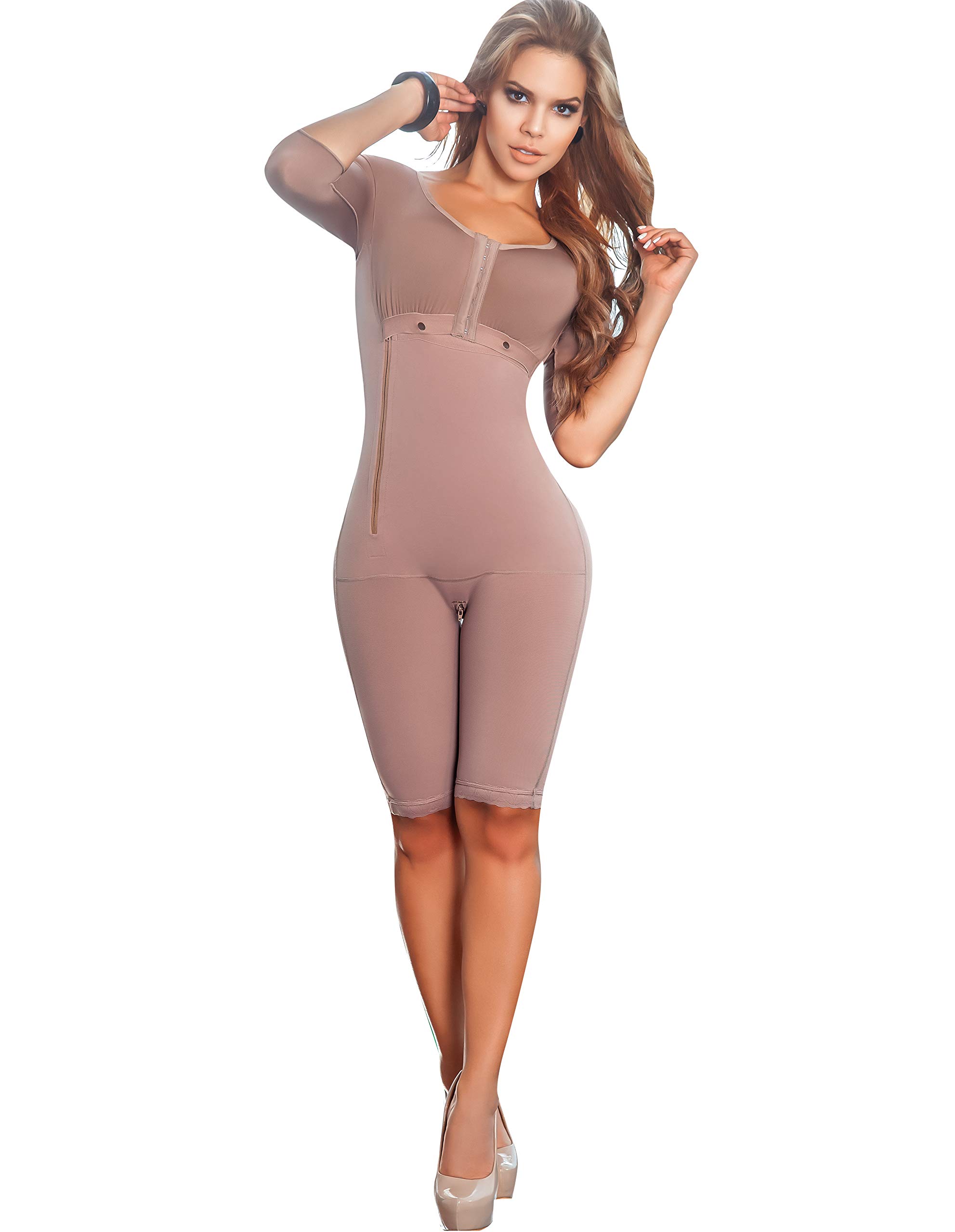 Aranza Post-Surgery Compression Garment for Women - Powernet Colombian Shapewear in Cocoa | Medical Recovery & Body Contouring Faja
