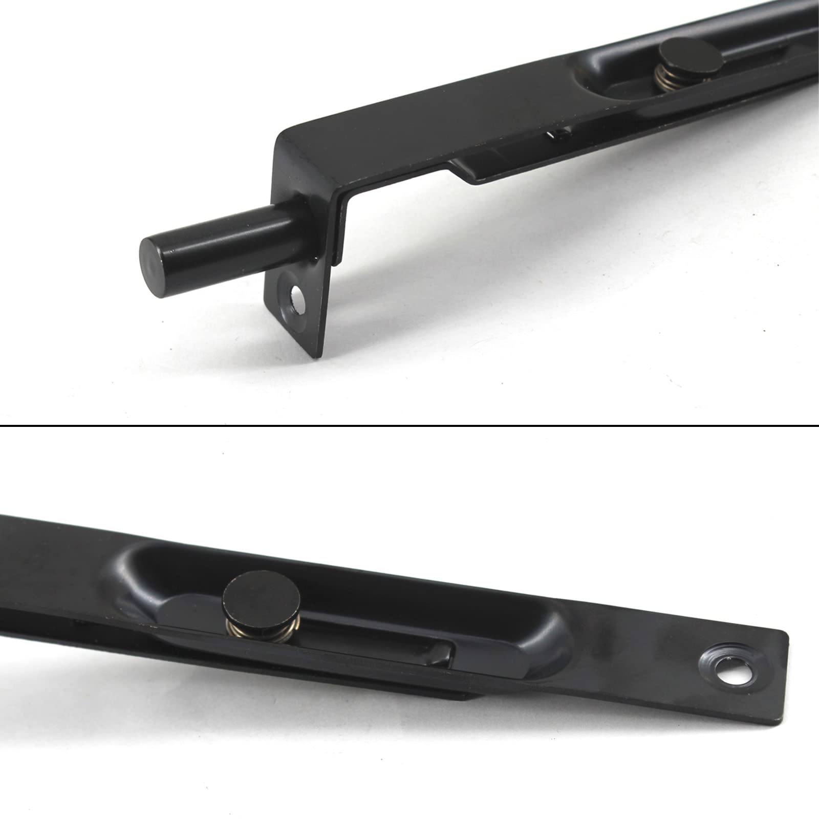 8 Inch Stainless Steel Concealed Door Lock Flush Slide Latch Bolt with Screws - Black (4 Pack) - Perfect for Cabinet, Closet, Furniture & RV Security
