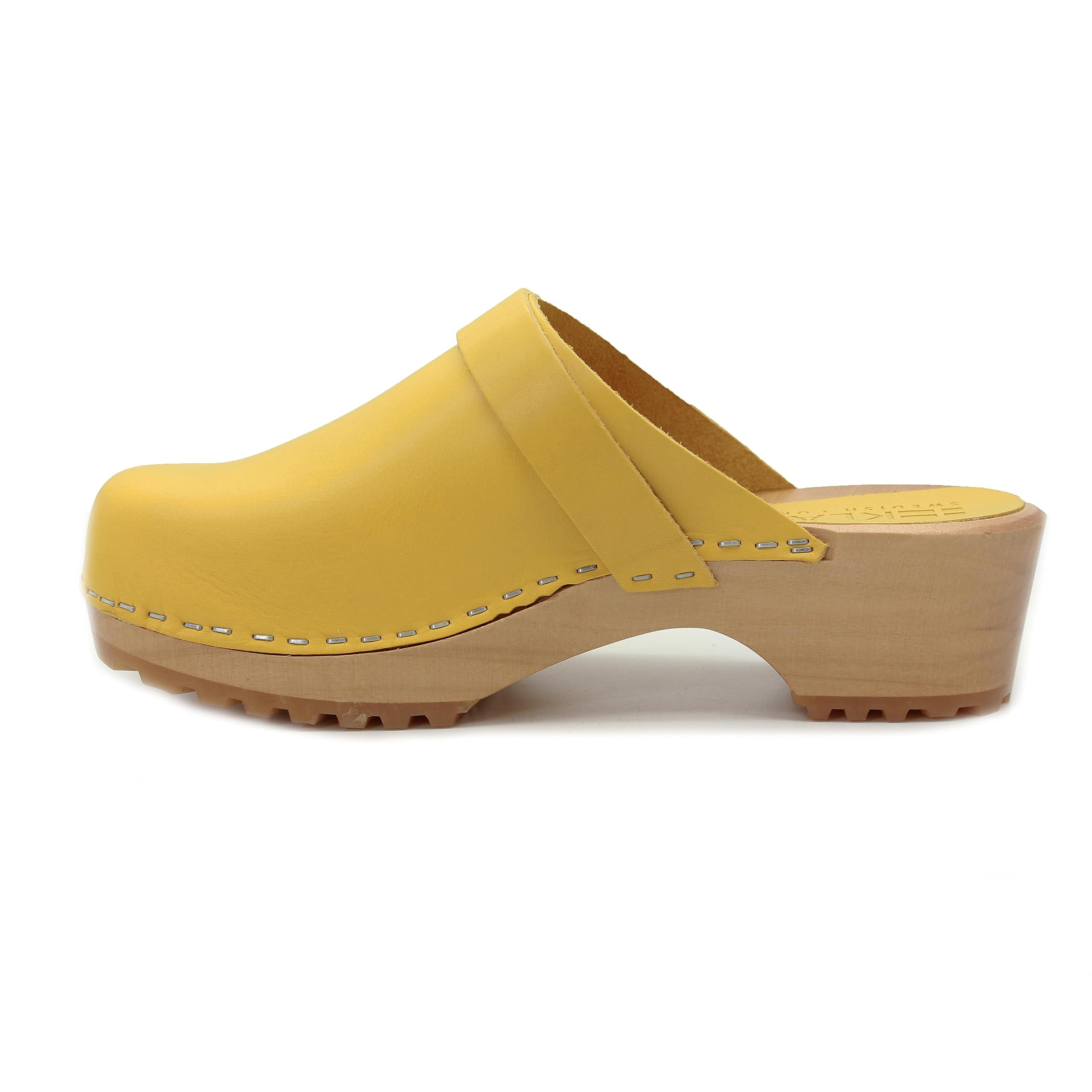 KLÄGN Tuva Wooden Open Back Clogs with Grippy Leather Sole - Comfortable & Stylish for Home, Garden, and Casual Wear