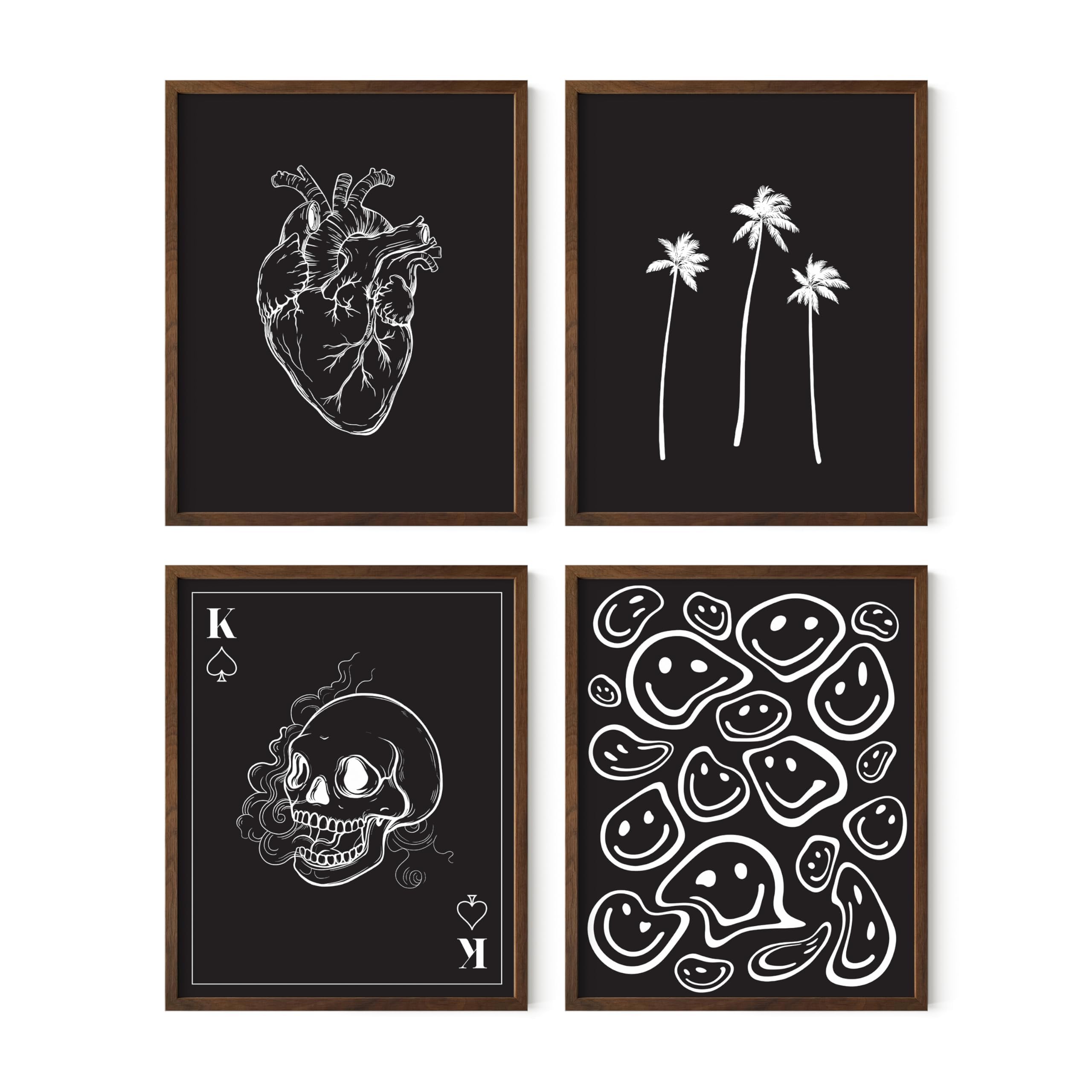 Gothic Wall Art for Bedroom - Black Aesthetic Decor for Teens & Adults, Emo Grunge Room Decor, Walnut Framed 16x20 - Perfect for Gothic Bedrooms, Teen Girls' Rooms & Apartment Aesthetic