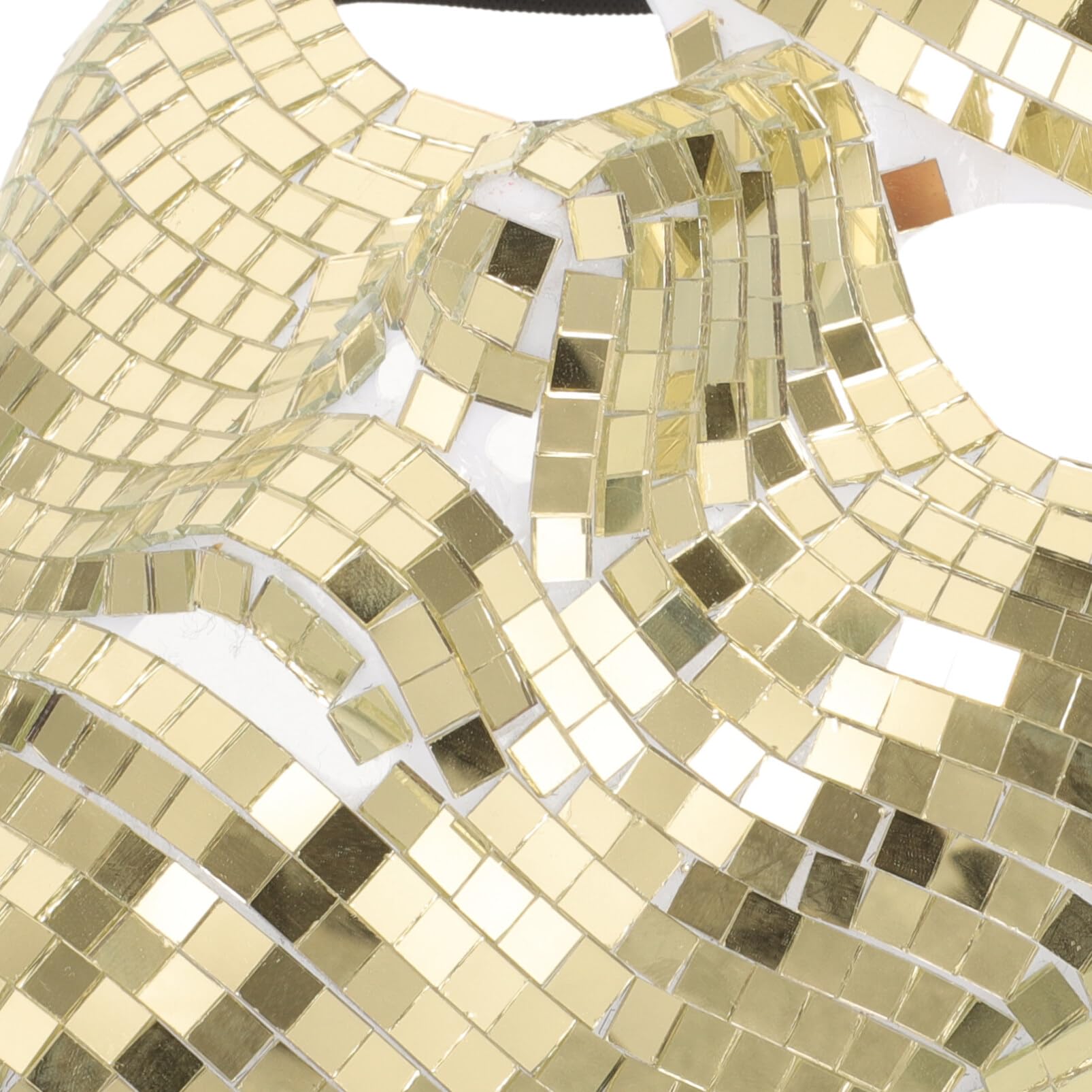 ABOOFAN Disco Ball Glitter Venetian Mask - Golden Mirror Glass Masquerade Face Mask for Costume Parties, Halloween, Mardi Gras & Themed Events - Unisex Retro Fancy Dress Accessory