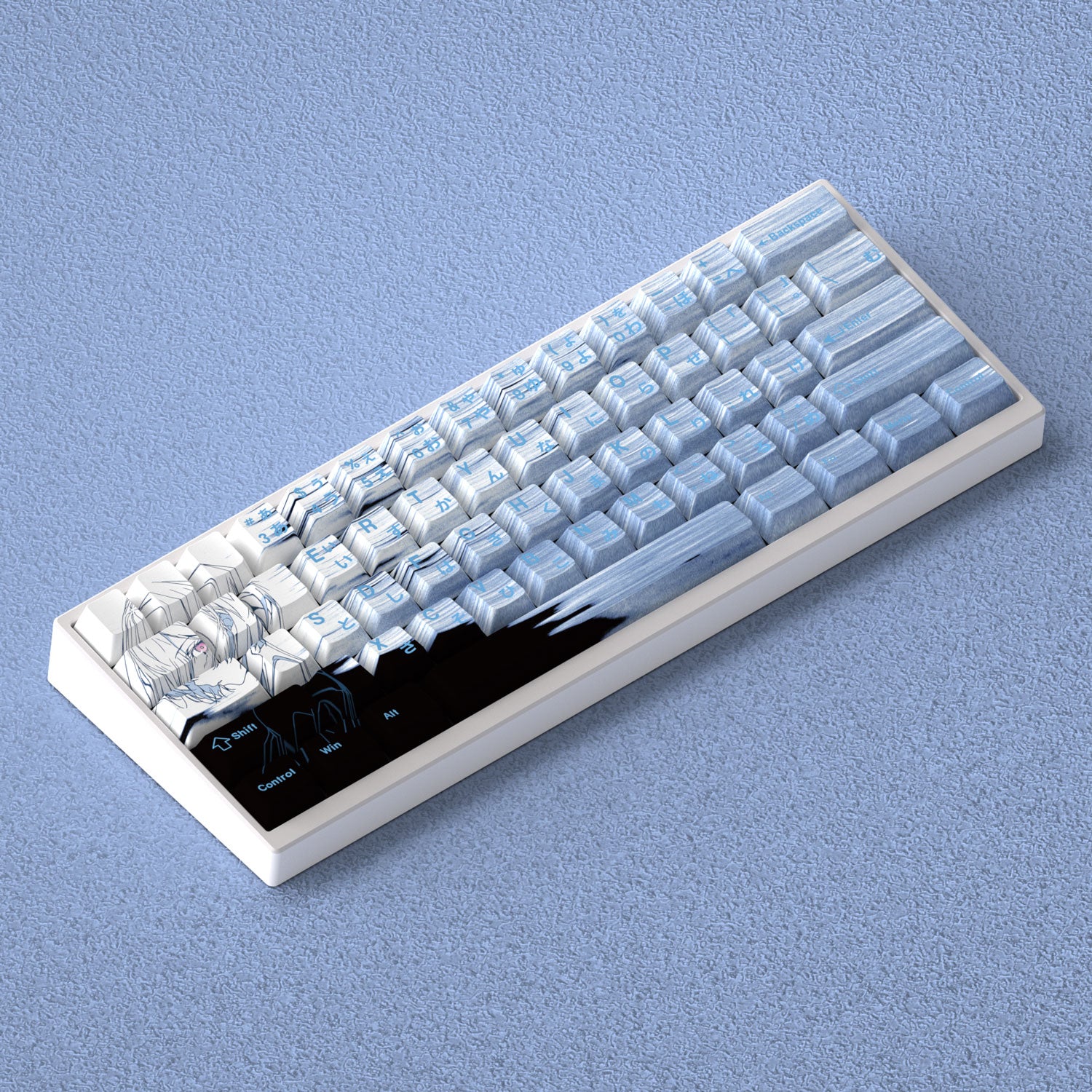 Original Factory Height EVA Ayanami Rei Anime Character Keycaps - PBT Side Transparent Engraved Custom Keycap Set for Mechanical Keyboards | Perfect for Gaming, Typing & Anime Enthusiasts