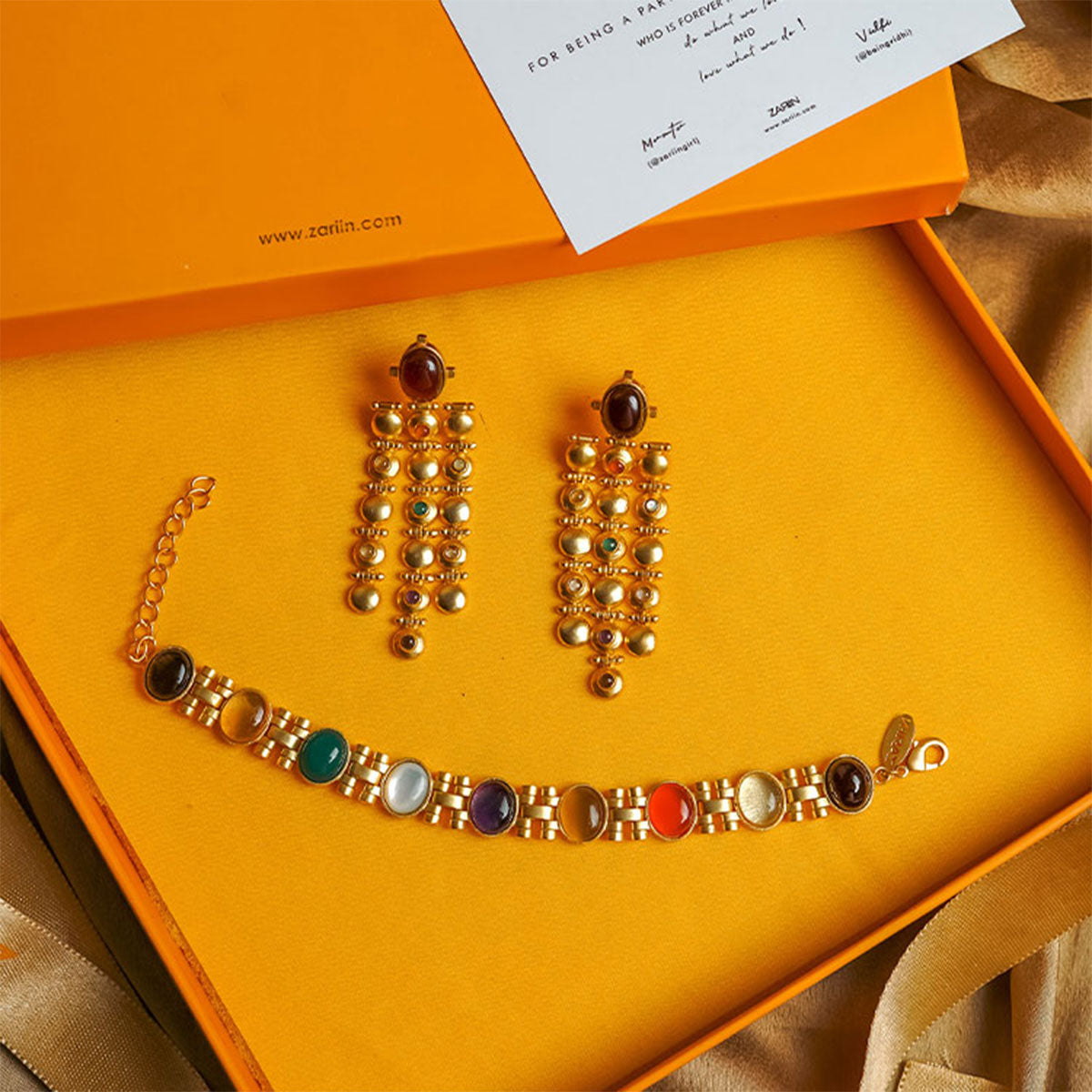 Premium Navratna Gift Box - 9 Gemstone Jewelry Set for Women | Spiritual Healing & Positive Energy | Perfect for Birthdays, Anniversaries & Festive Occasions