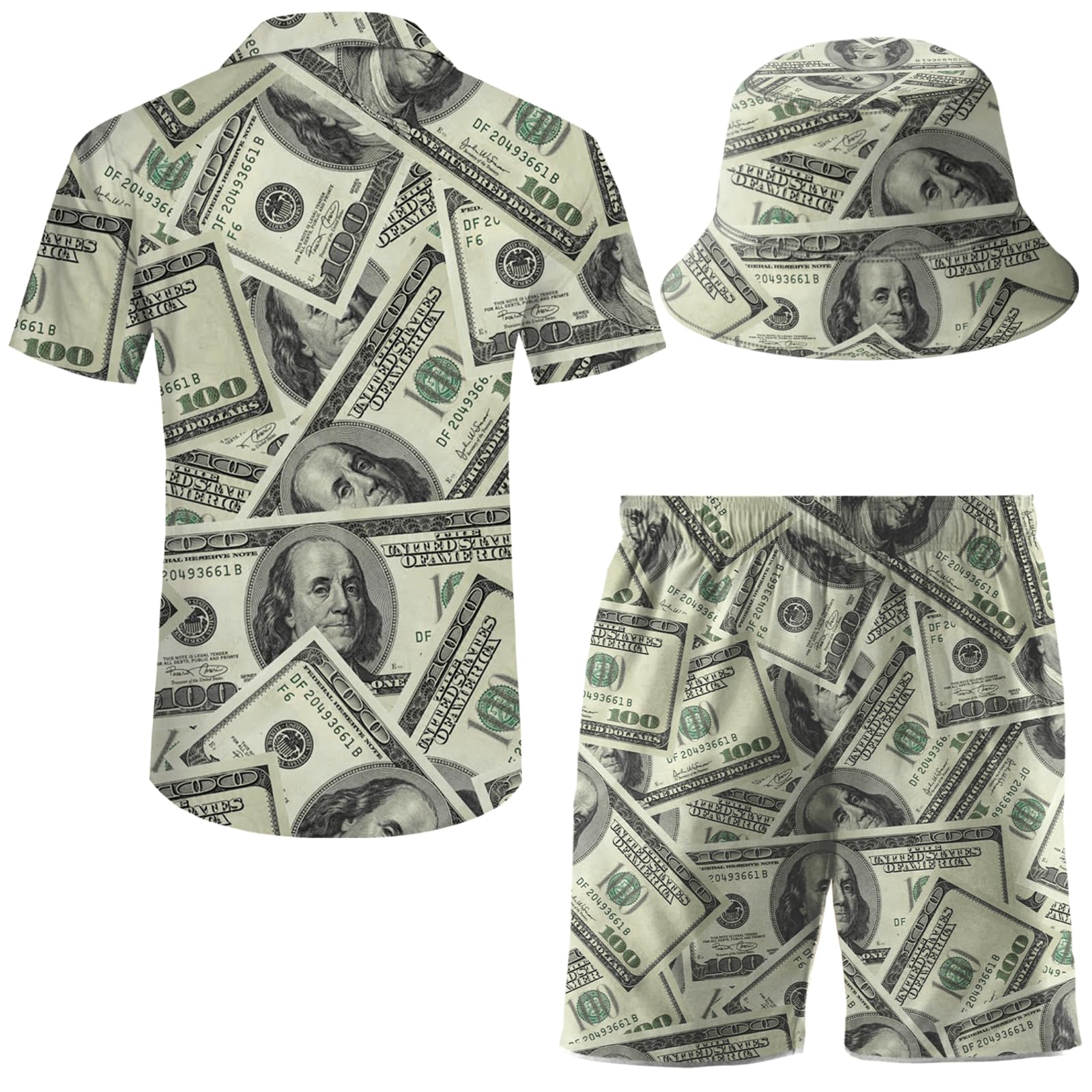Hawaiian Shirt and Shorts 2-Piece Tracksuit Set for Men - Tropical Button Down Shirt with Matching Shorts & Bucket Hat | Summer Beach Outfit, Vacation Wear, Casual Street Style