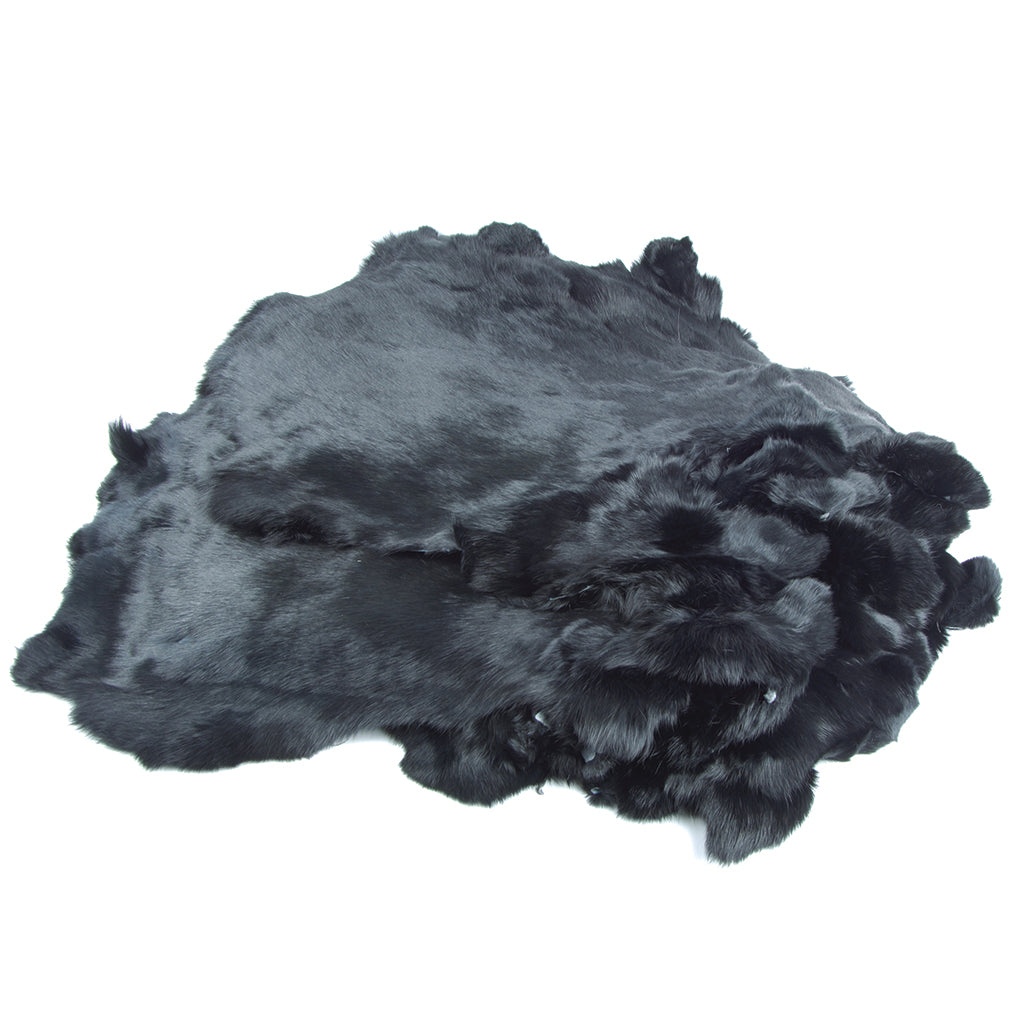 Premium Dyed Black Rabbit Fur - Large Size for Coats, Hats & Home Decor | Soft & Luxurious