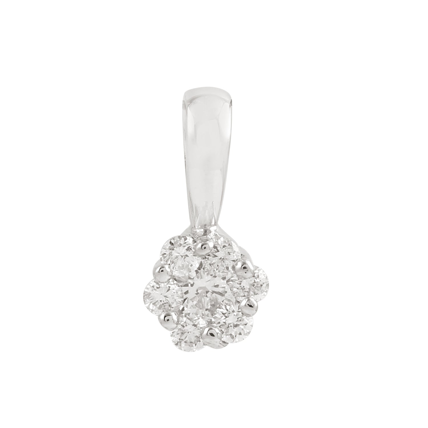 18K White Gold Natural Pave Diamond Flower Charm Pendant Necklace - Elegant Jewelry Gift for Women, Perfect for Weddings, Anniversaries & Special Occasions
