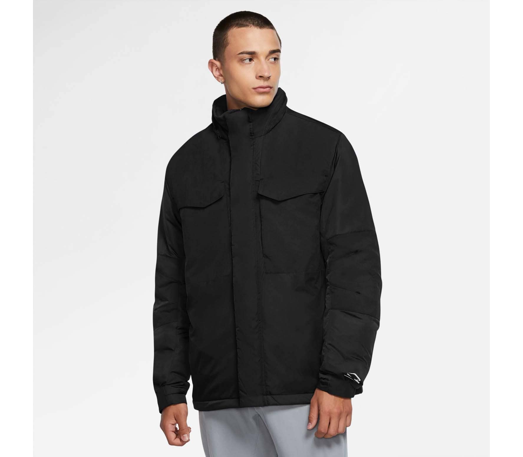Nike Men's Synthetic-Fill Insulated Full Zip Hooded Jacket - Black, Small | Winter Running, Hiking & Outdoor Activities | Water-Resistant Cold Weather Coat