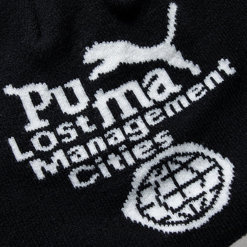 Lost Management Cities x Puma Cuffless Beanie - Black Winter Hat for Men & Women | Unisex Urban Streetwear Beanie for Cold Weather, Running & Outdoor Activities