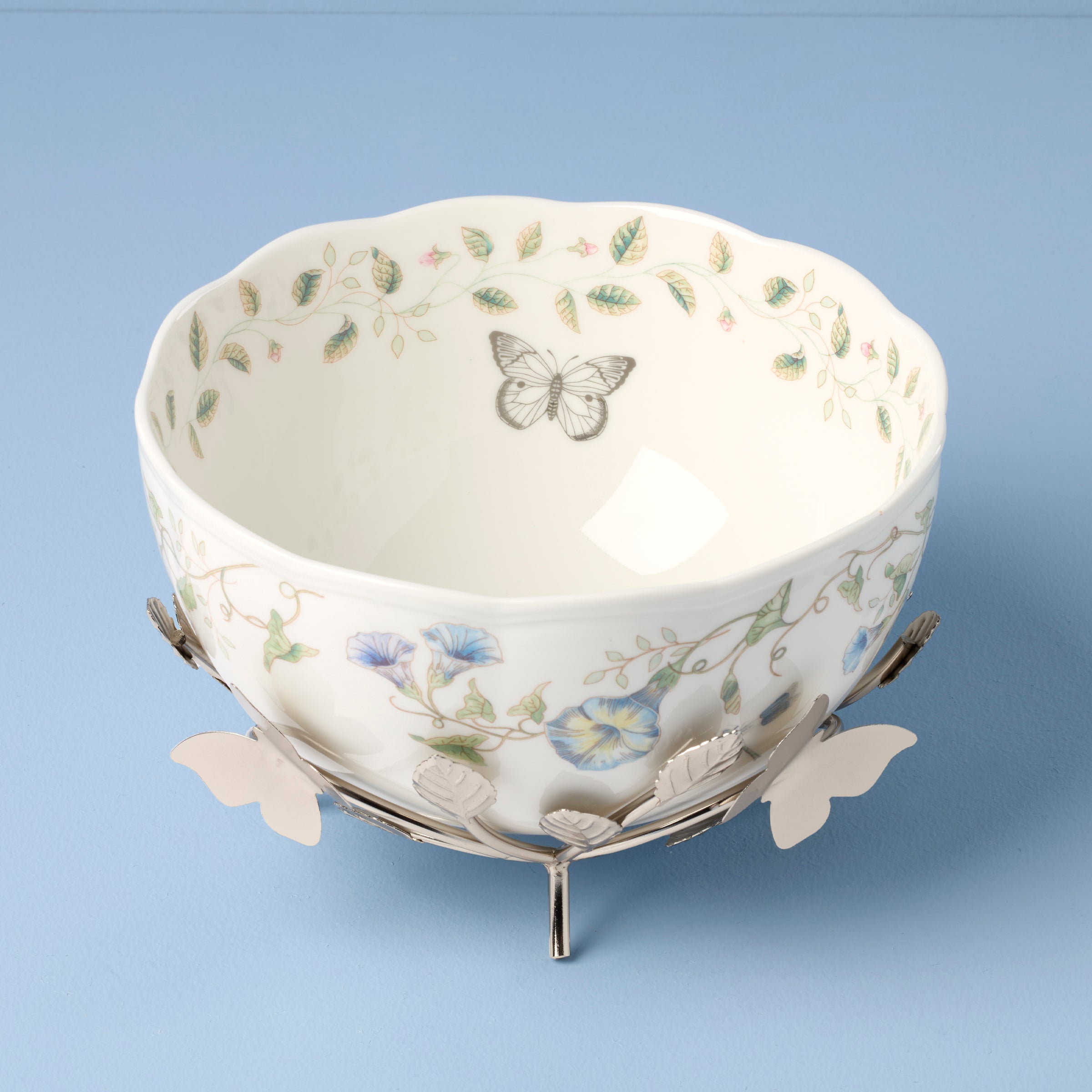 Butterfly Meadow 25th Anniversary Decorative Bowl with Stand - Elegant Home Decor for Dining Table Centerpiece, Gift Idea & Anniversary Celebration