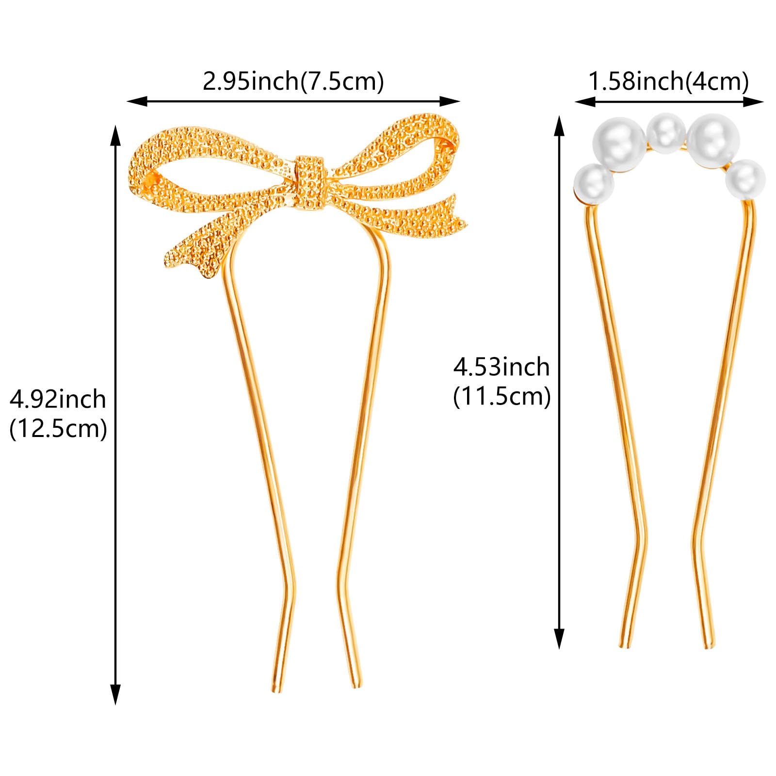 4 Pack Pearl Rhinestone U-Shape Hair Forks - Wedding Updo Bun Sticks, Bridal Hair Pins for Women & Girls - Perfect for Weddings, Prom, Parties & Formal Events