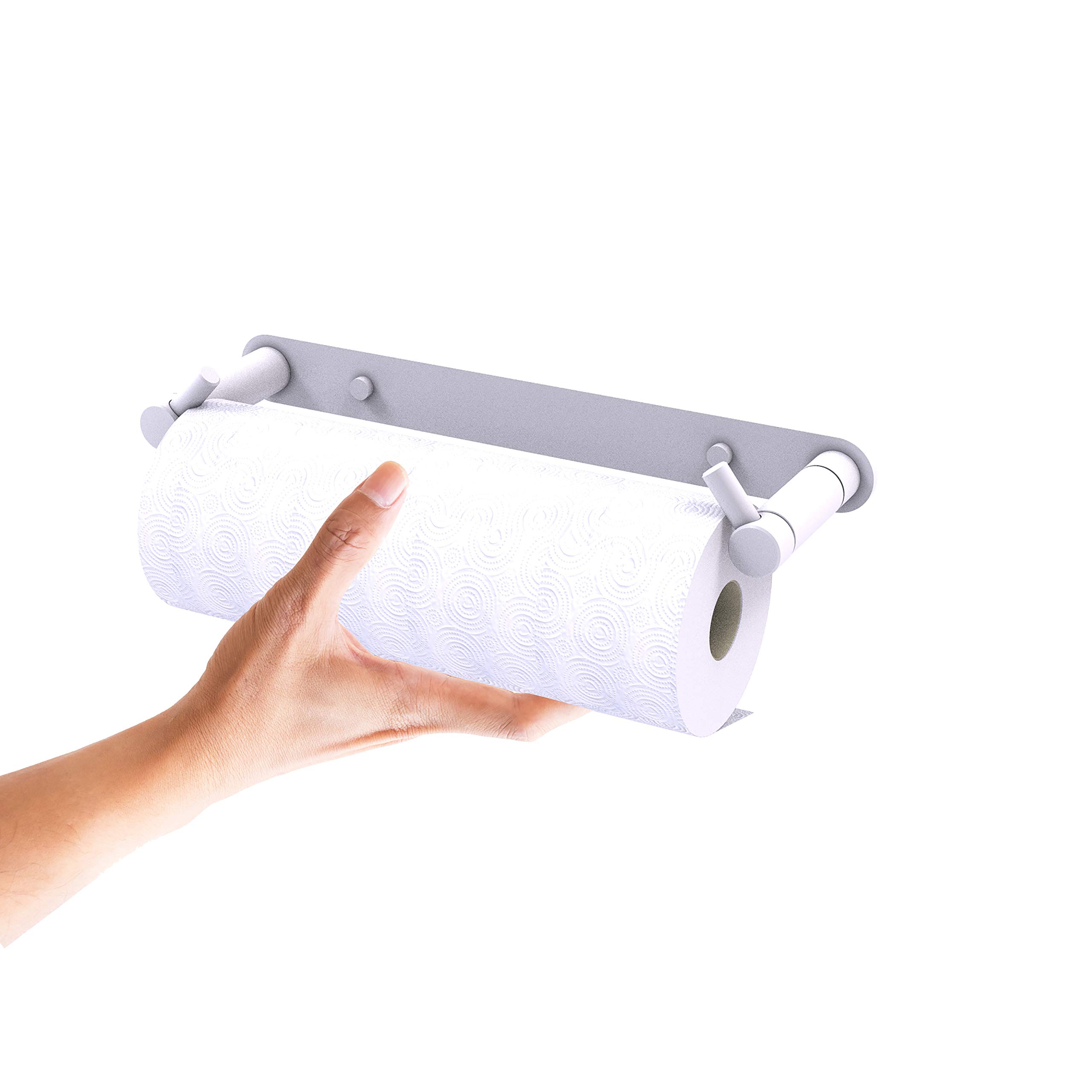 Allied Brass Fresno Wall Mounted Rollerless Paper Towel Holder - Matte White Finish for Kitchen, Bathroom & Office Organization