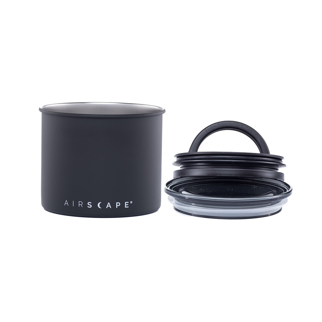 Airscape Small 0.5lb Stainless Steel Food Storage Canister - Airtight Kitchen Container for Coffee, Tea, Flour & Dry Goods - Matte Black