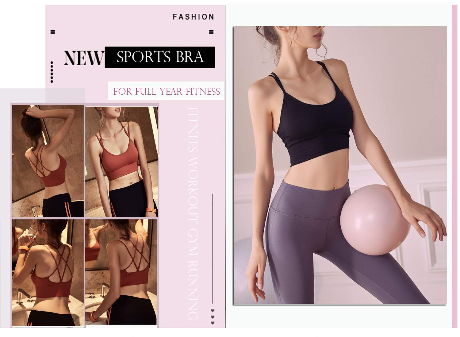 Enjoyoself Women's Strappy Sports Bra - Yoga, Running, Gym Workout, Fitness Tank Top - Breathable & Supportive for High-Intensity Training & Active Lifestyle