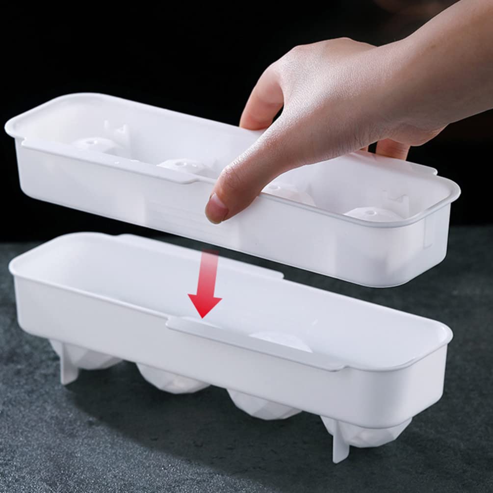 Premium Silicone Ice Cube Tray with Lid - 2 Pack Mini Ice Maker for Drinks, Smoothies & Cocktails | 4 Grids Ice Storage Container for Freezer, Party, Kitchen & Bar Use