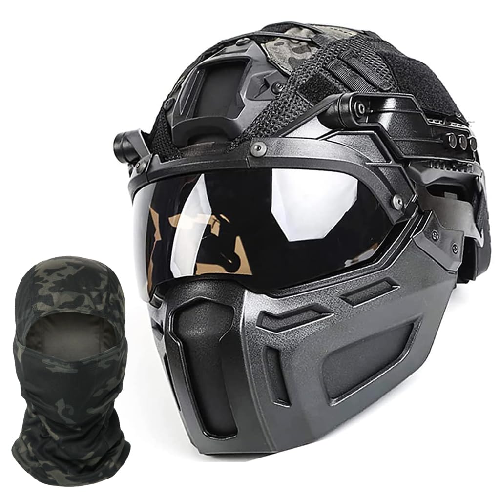 Tactical Airsoft Helmet Set with Full Face Paintball Mask & Goggles - Military Style Protective Gear for Outdoor Hunting, CS, CQB Games | Perfect for Airsoft Battles & Tactical Training