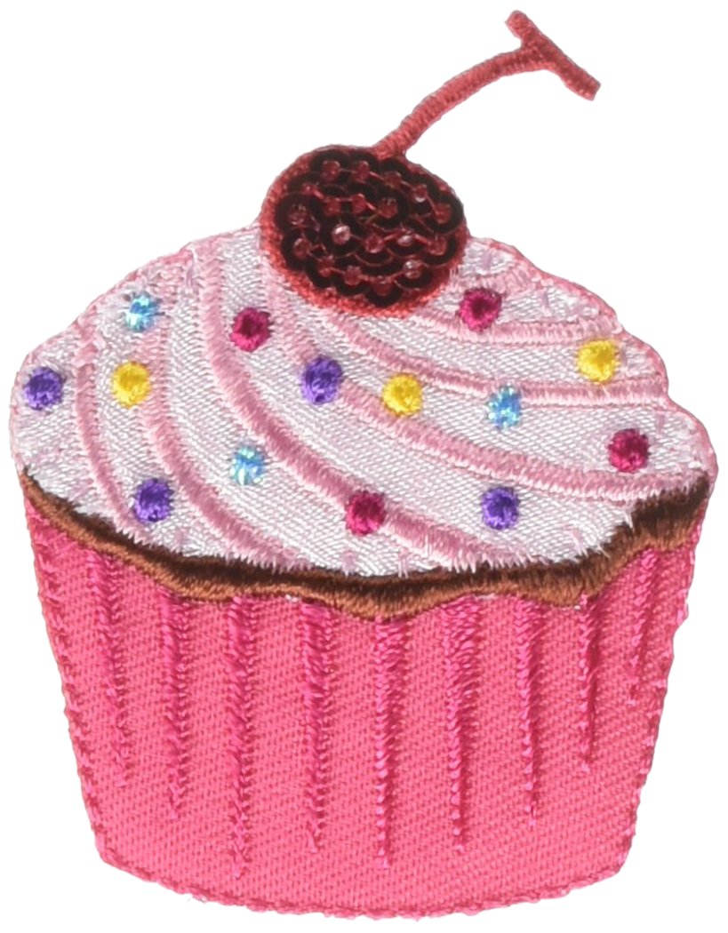 Kole Iron-On Cupcake Applique Patches - DIY Embroidered Decals for Clothes, Bags & Hats - Perfect for Baking Themed Costumes & Kids Crafts