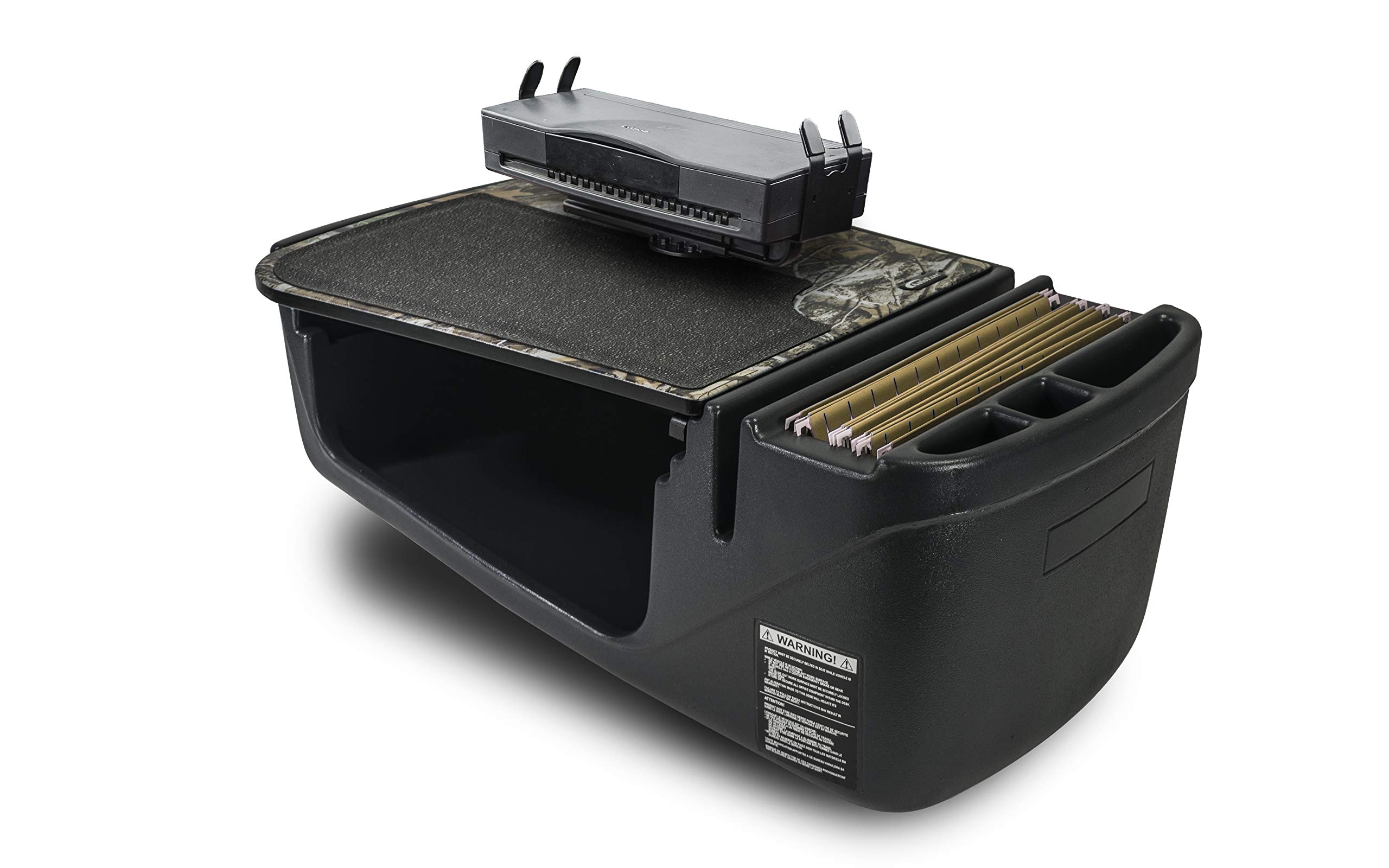 AutoExec AUE24107 Efficiency GripMaster Car Desk with Built-in 200W Power Inverter & Printer Stand - Realtree Edge Camouflage Design for Work Trucks & Mobile Offices | Perfect for Road Trips, Business Travel & Remote Work