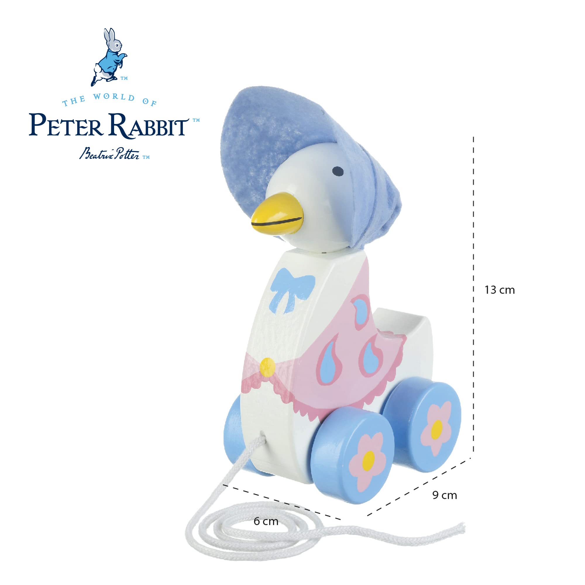 Orange Tree Toys Wooden Jemima Puddleduck Pull Along Duck - Classic Wooden Pull Toy for Toddlers, Perfect for Early Learning & Imaginative Play (Beatrix Potter Inspired)