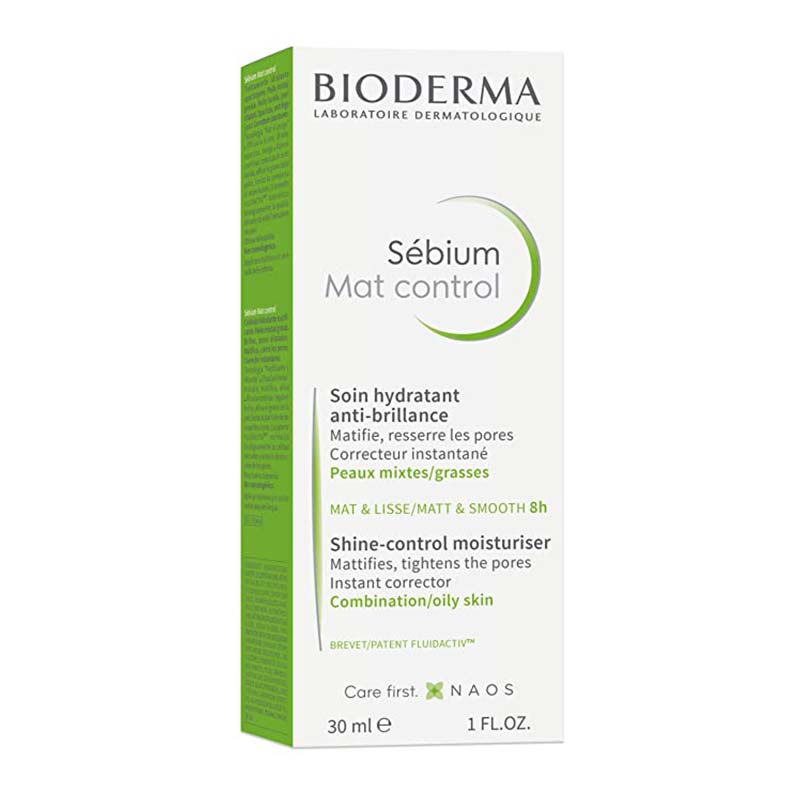 Bioderma Sébium Mat Control Shine Control Moisturizer for Oily Skin - Oil-Free Hydration & Mattifying Face Cream for Daily Skincare Routine
