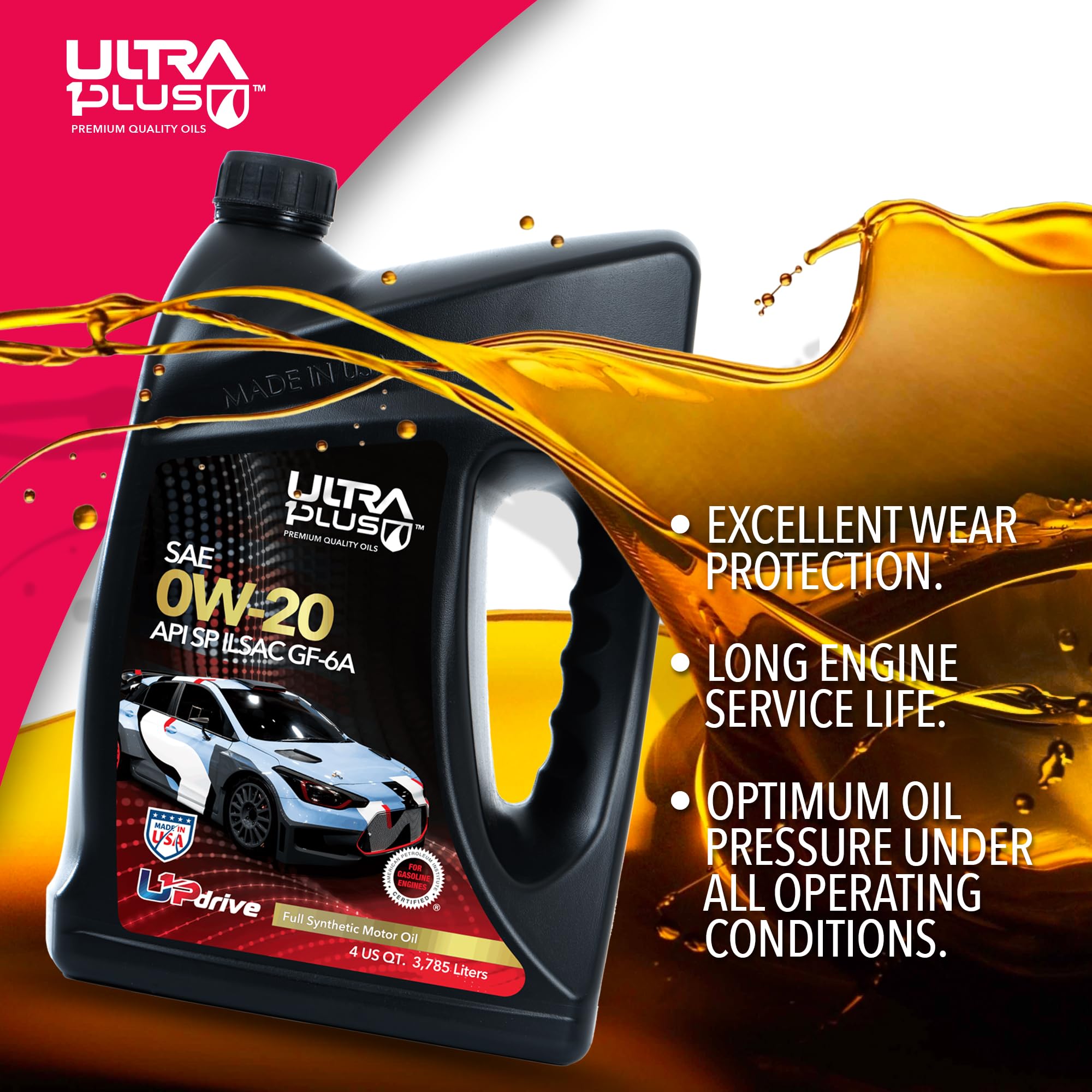 SAE 0W-20 Full Synthetic Motor Oil API SP ILSAC GF-6A - 12 Quart Pack for Cars, SUVs & Light Trucks - Improves Fuel Efficiency & Engine Protection
