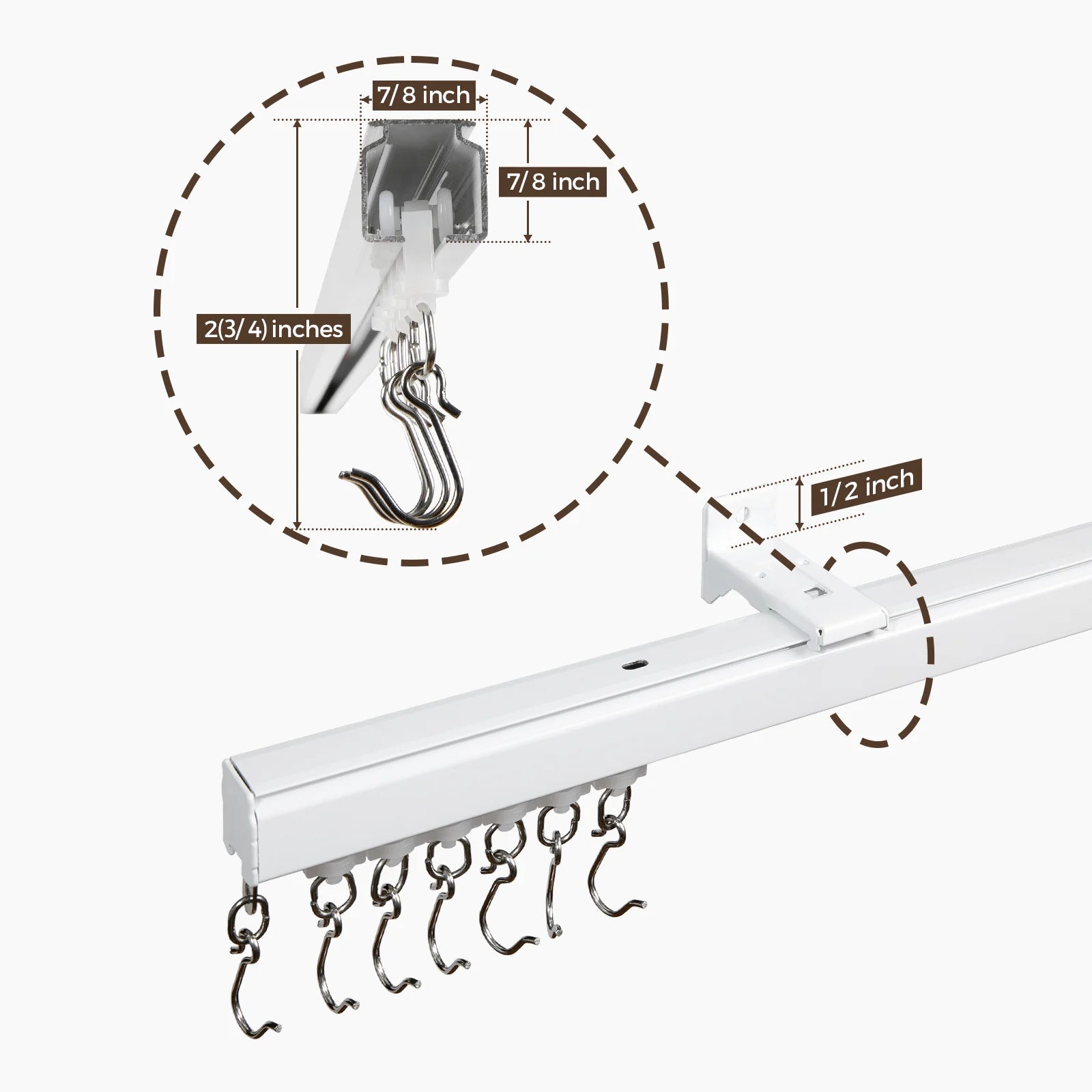 Lora Track Kit for Ceiling or Wall Mount - Heavy Duty Drapery & Curtain Room Divider System | Perfect for Home Theater, Bedroom Blackout, and Office Partitions