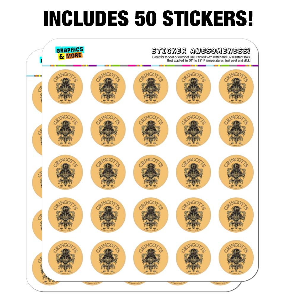 Harry Potter Gringotts Bank Logo Stickers - 1 Inch Clear Planner Stickers for Bullet Journal, Scrapbooking & DIY Crafts - Perfect for Planners, Calendars, Notebooks & Gift Wrapping