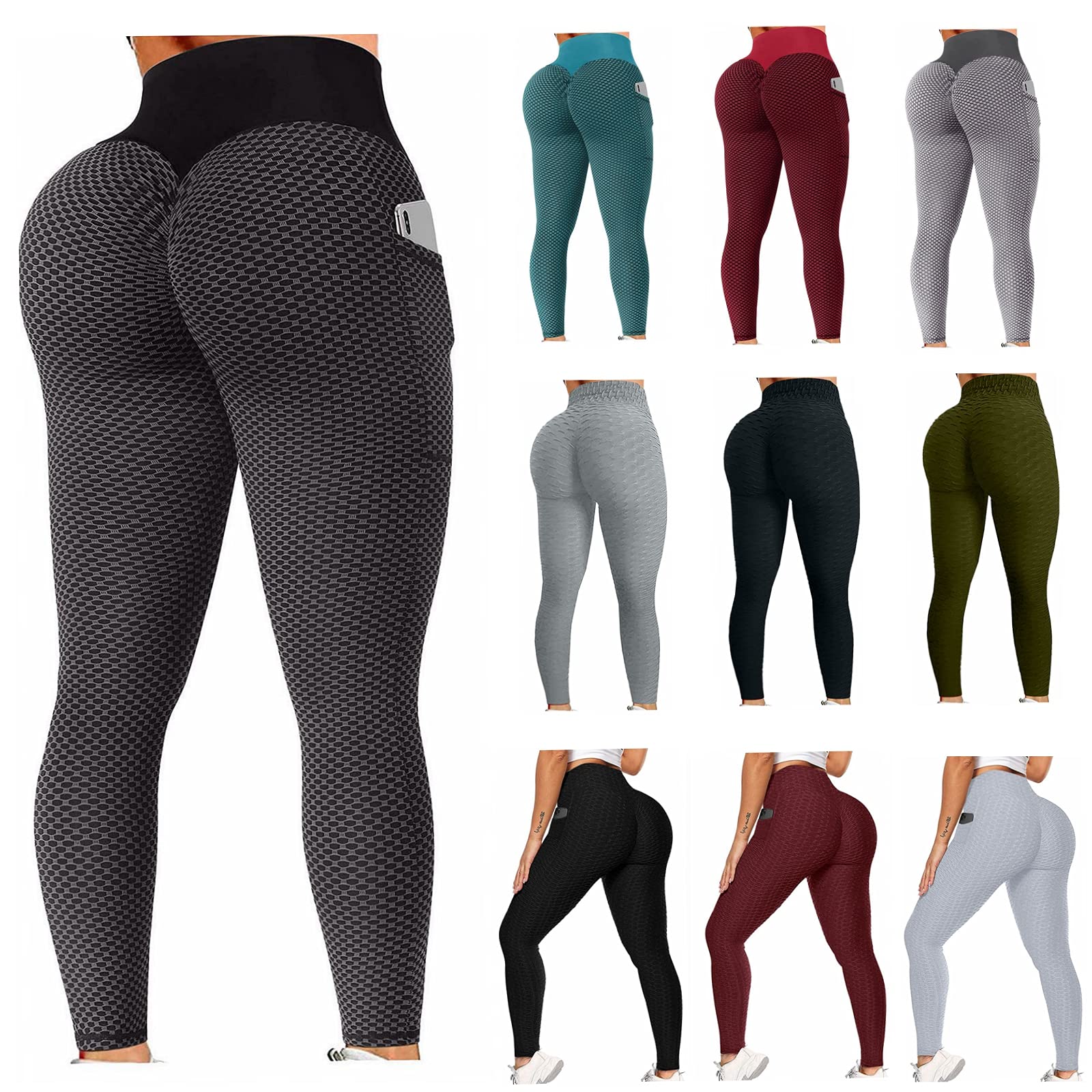MASZONE High Waist Yoga Pants for Women - Tummy Control Workout Leggings with Pockets, 4-Way Stretch Athletic Pants - Perfect for Gym, Running, Yoga & Daily Wear