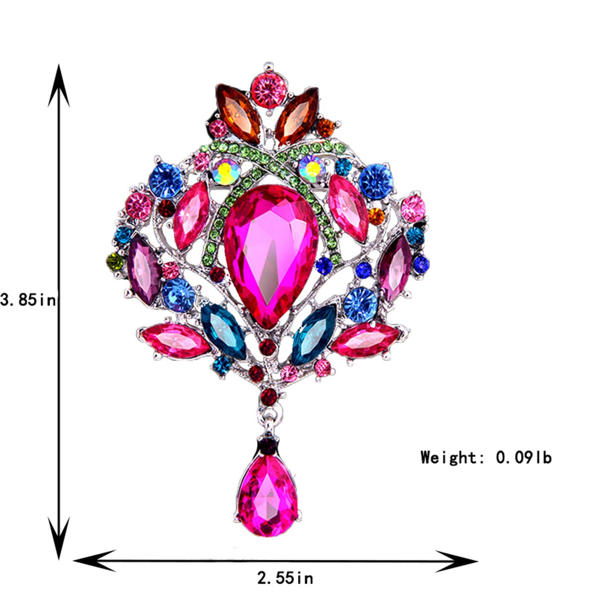 Seven Wolves Rhinestone Crystal Crown Brooch for Women - Elegant Dress Accessory