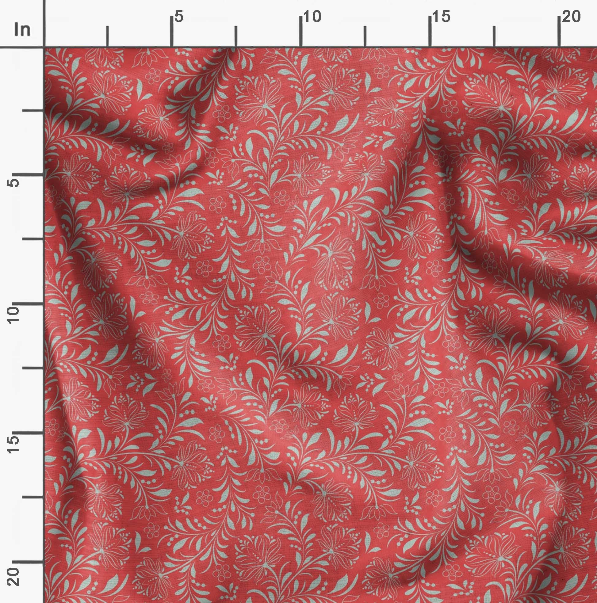 Soimoi Moss Georgette Orange Fabric by The Yard - 42 Inch Wide Printed Fabric with Artistic Leaf & Floral Design for DIY Fashion, Home Decor, and Craft Projects - Elegant and Trendy Fabric for Dresses, Curtains, and Sewing Creations