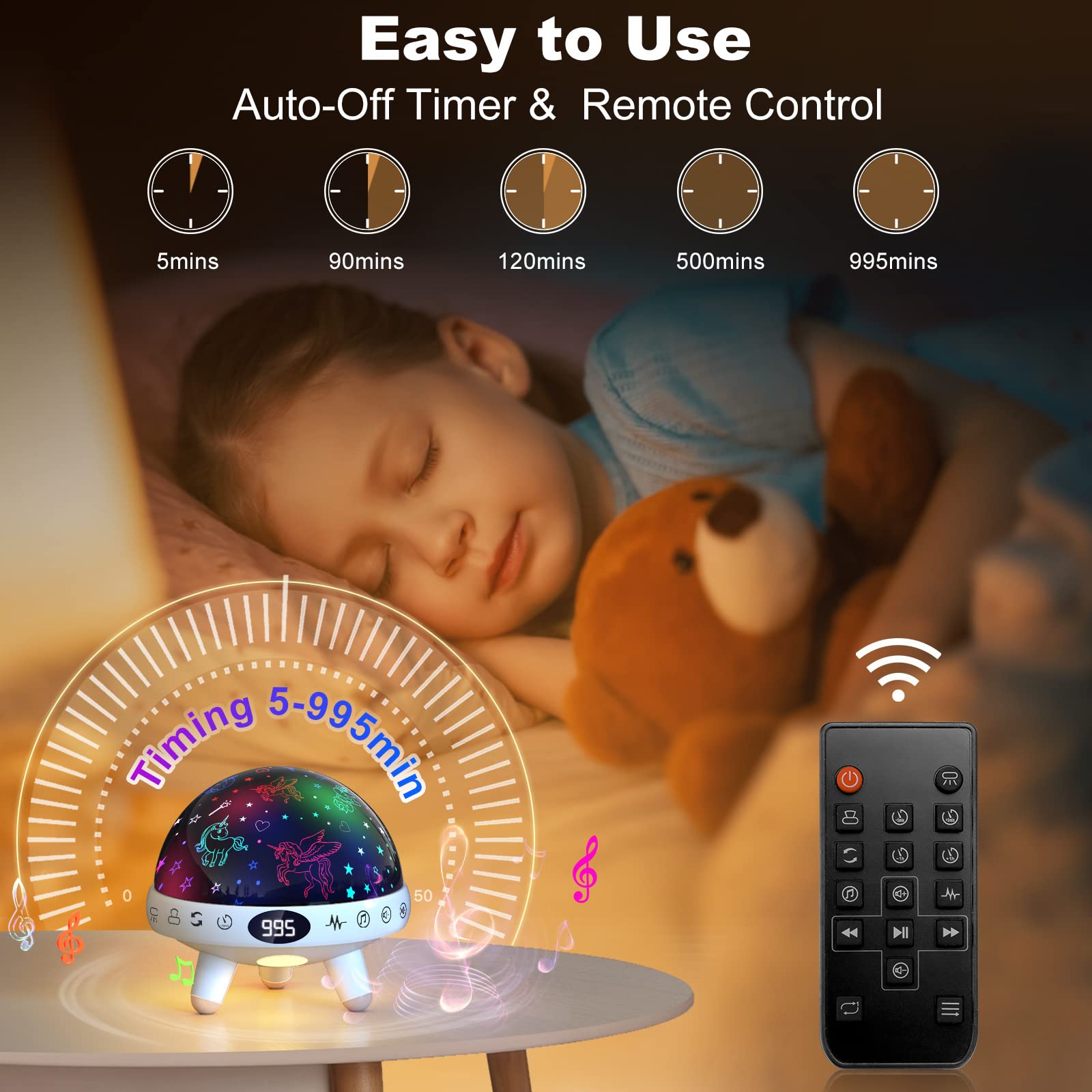YACHANCE Unicorn Night Light Projector & White Noise Machine for Girls - 29 Soothing Sounds, Baby Night Light & Bedroom Decor Gift for 1-12 Year Old Girls | Perfect for Nursery, Kids' Room & Sleep Time