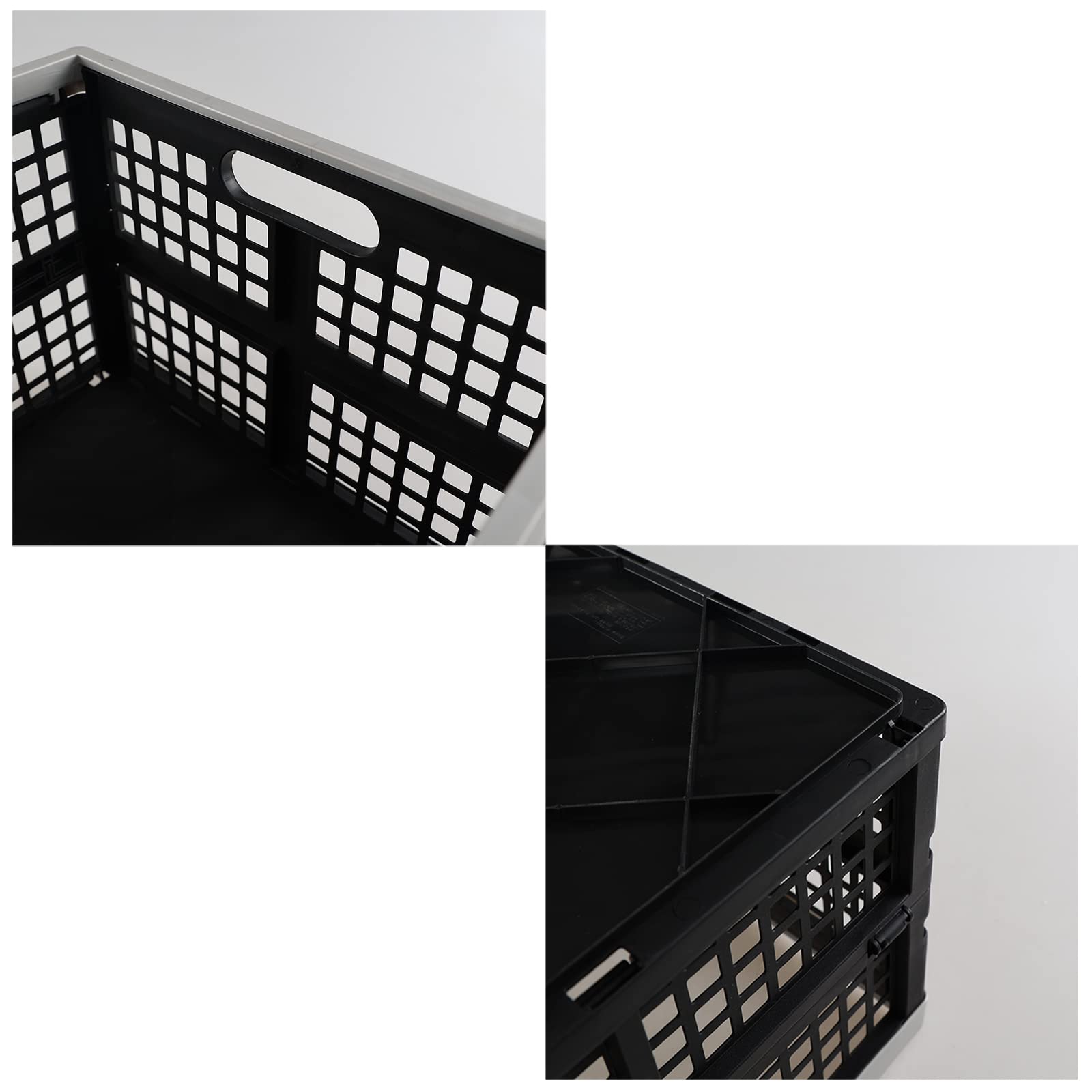 3-Pack 42L Collapsible Plastic Storage Crates - Foldable Stackable Organizer Bins for Home, Office, Garage & Car Organization (Multi-Purpose Utility Containers)