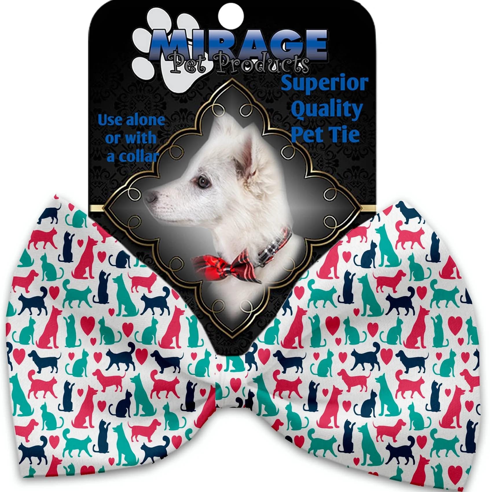 Pups and Kits Pet Bow Tie Collar Accessory with Velcro - Adjustable Stylish Dog & Cat Neckwear for Special Occasions & Photo Shoots