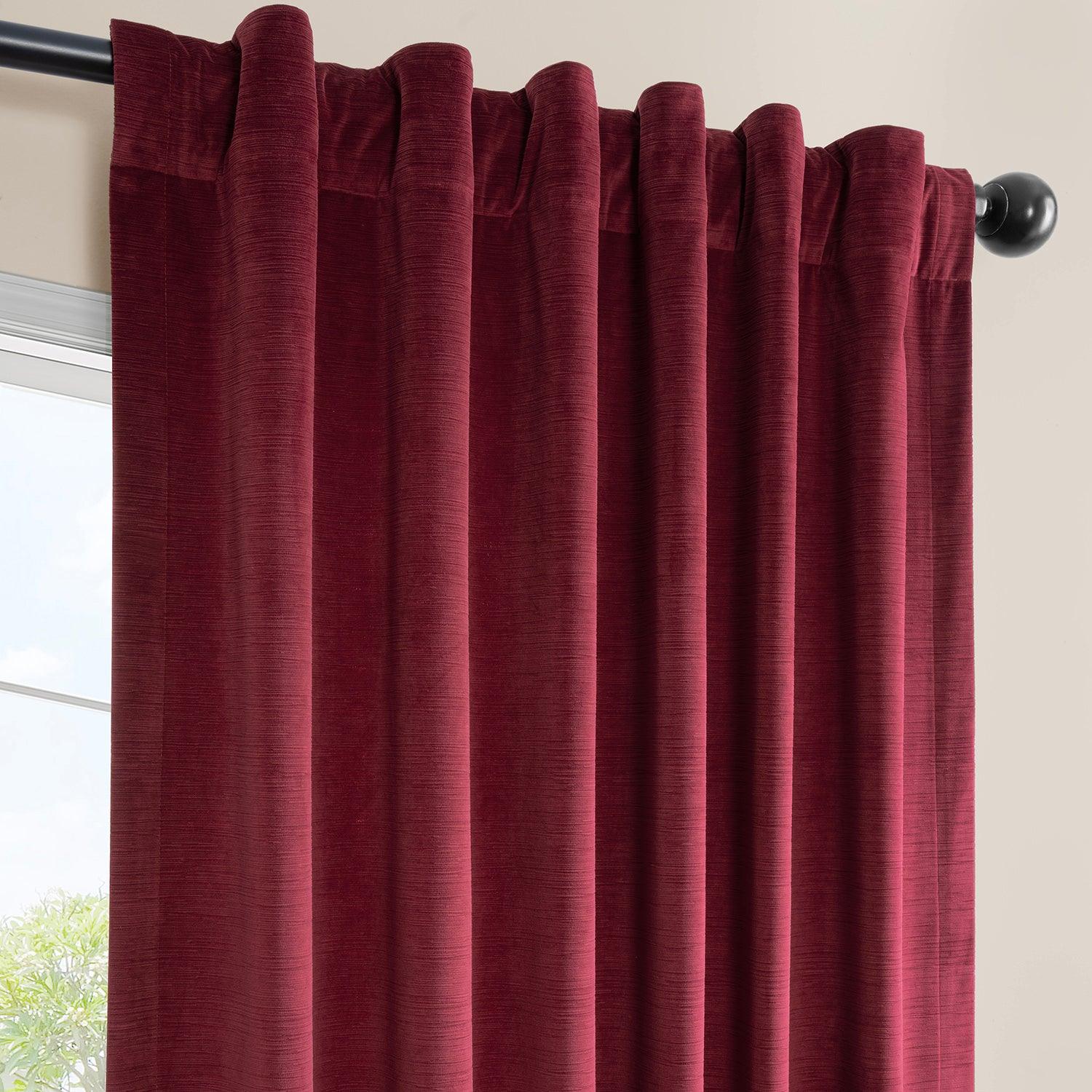 Dark Red Ravello Burnout Velvet Blackout Curtains for Bedroom & Living Room - Thermal Insulated Light Blocking Drapes for Better Sleep & Privacy