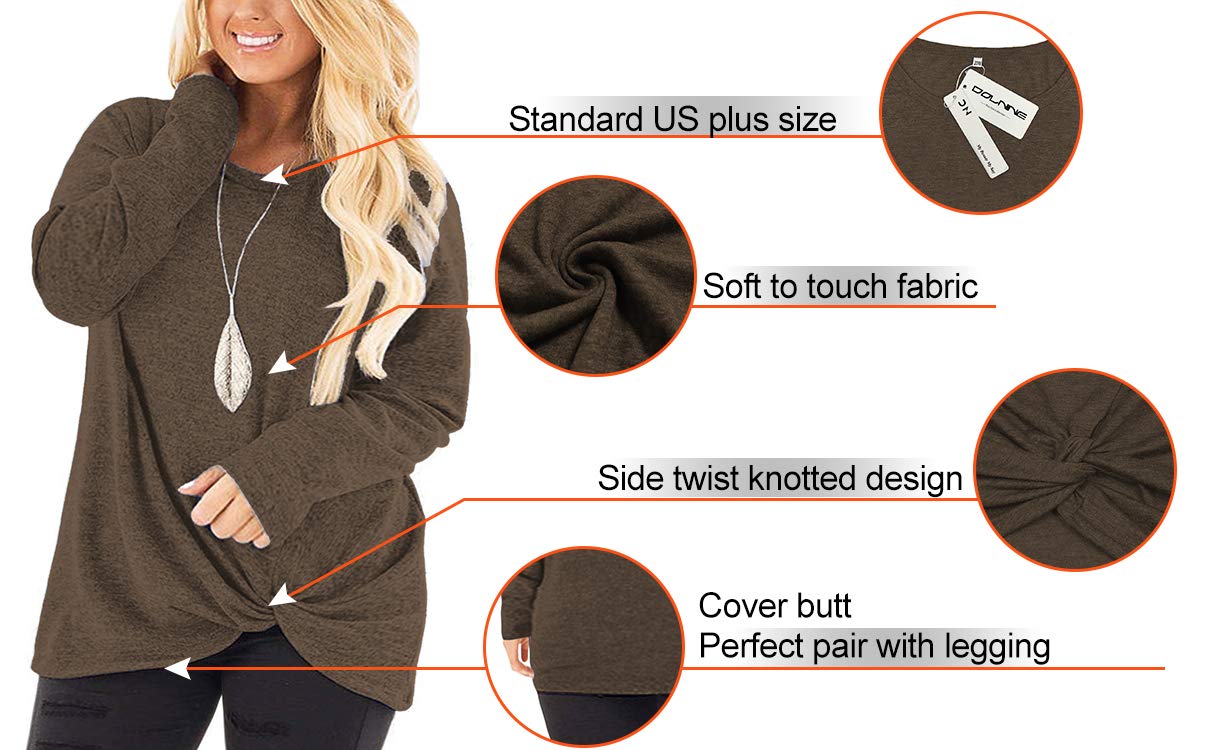 Plus Size Women's Knotted Long Sleeve T-Shirt - Loose Casual Blouse for Women | Comfortable & Stylish Top for Everyday Wear, Work & Outings
